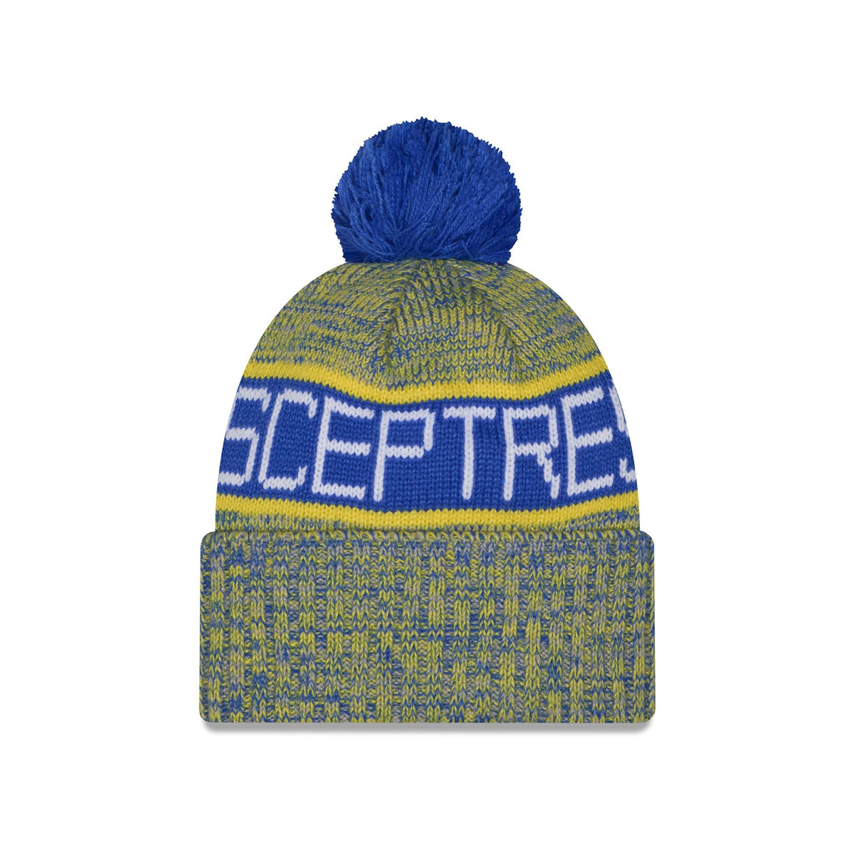 Adult Toronto Sceptres New Era Knit Tri Color Pom Beanie back view