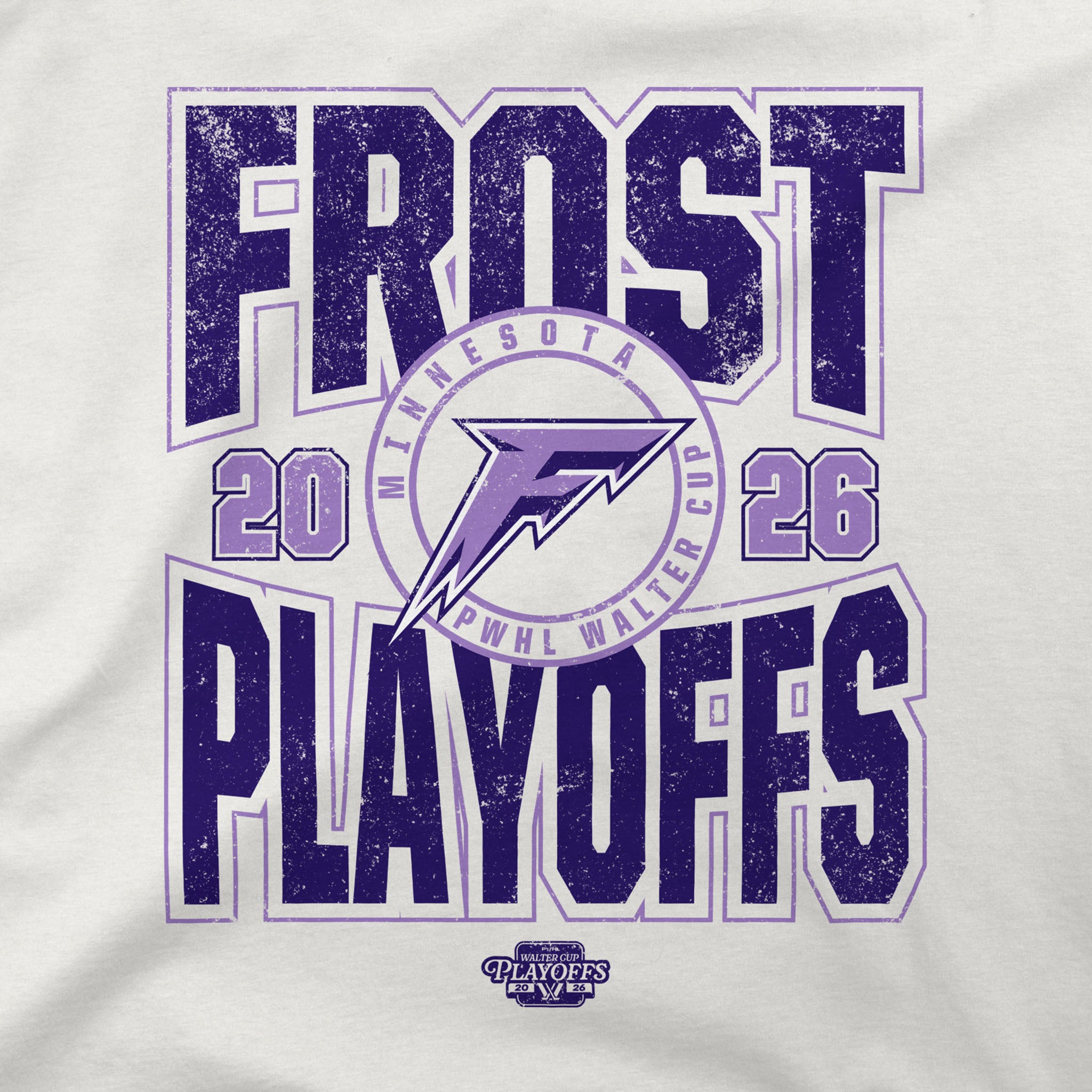 T-shirt with 'Frost Playoffs' text and logo on a white background