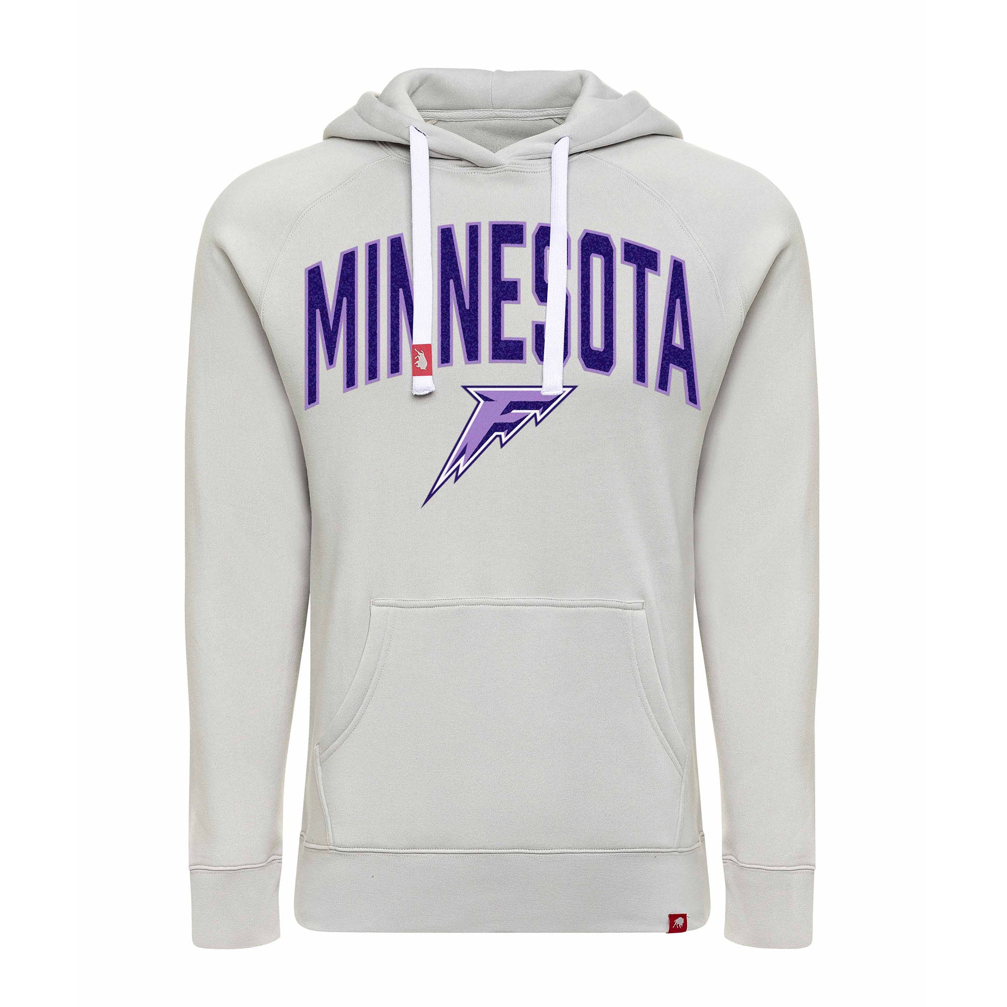 Gray hoodie with 'MINNESOTA' text and logo on a white background