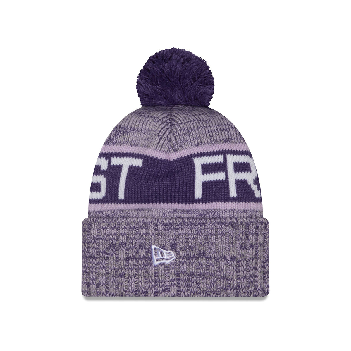 Adult Minnesota Frost New Era Knit Tri Color Pom Beanie side view
