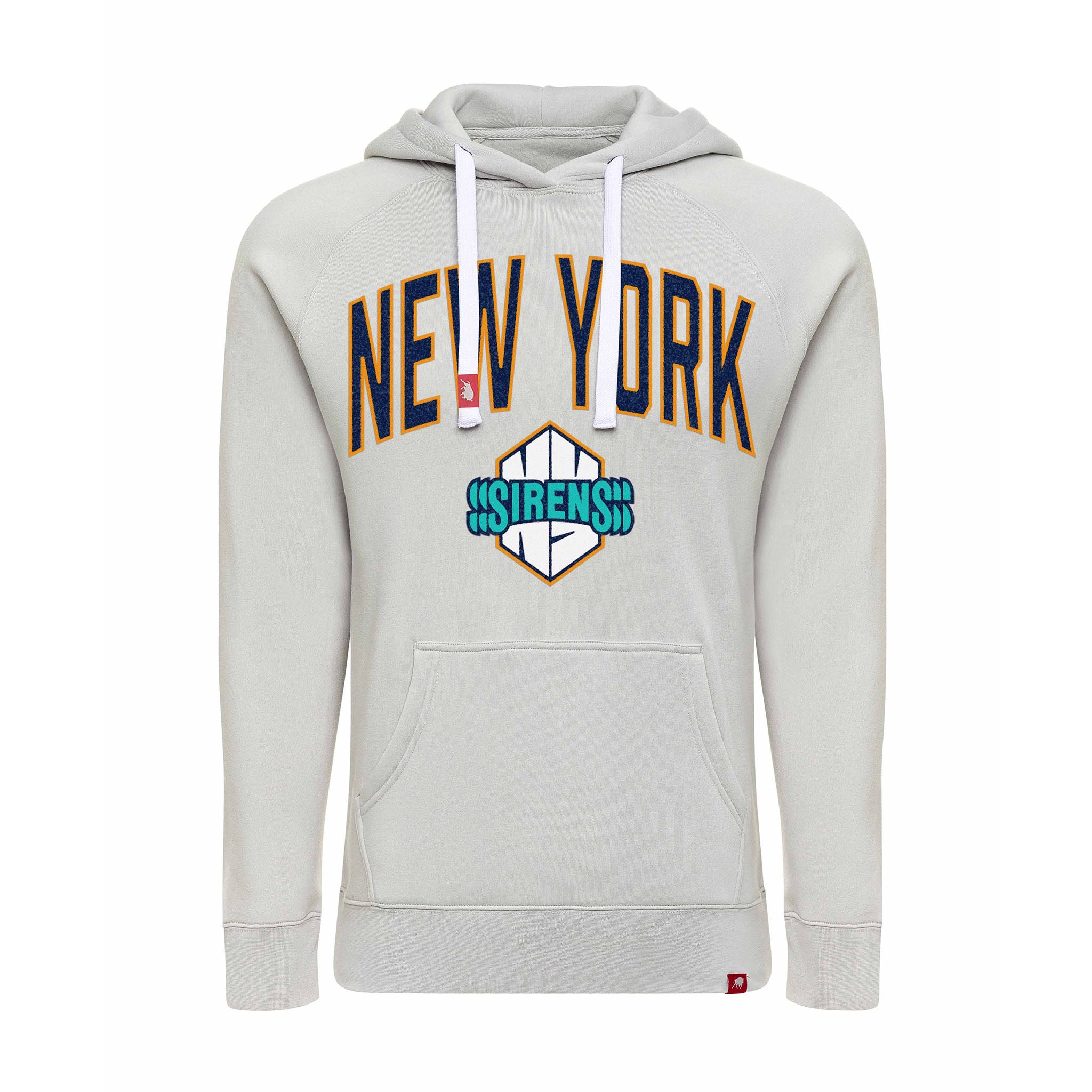 Gray hoodie with 'New York' text and logo on a white background