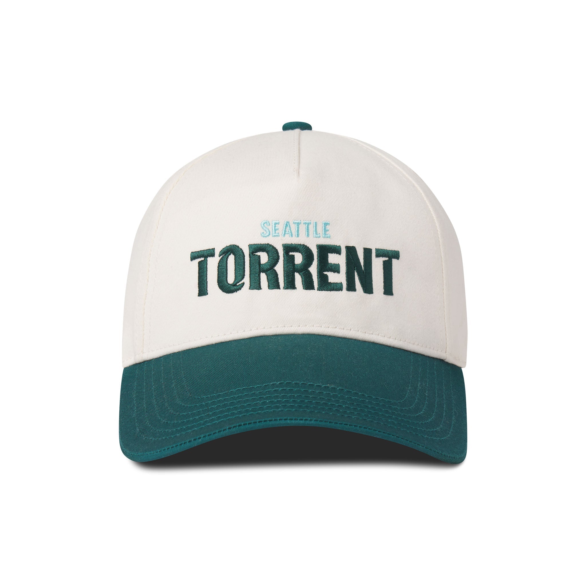 Cap with 'Seattle Torrent' text on a white background