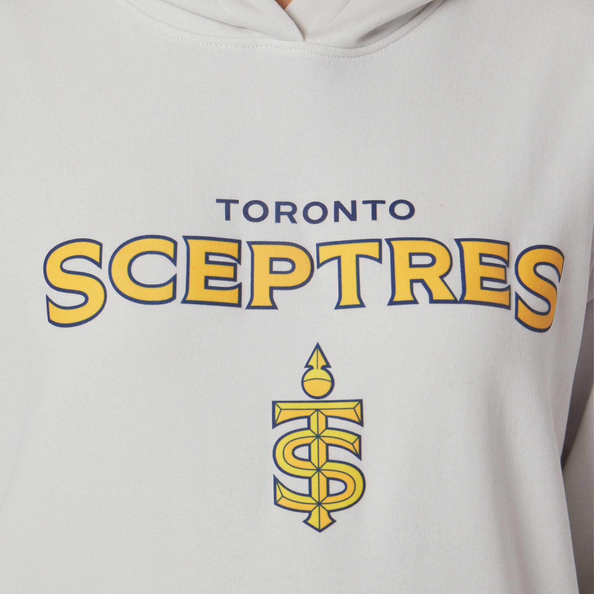Light gray hoodie with 'Toronto Sceptres' text and logo on a white background