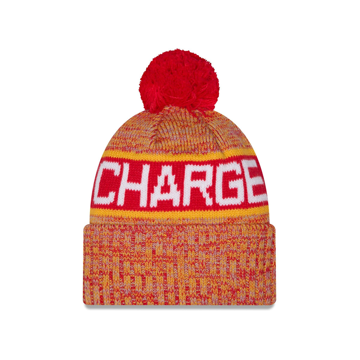 Adult Ottawa Charge New Era Knit Tri Color Pom Beanie back