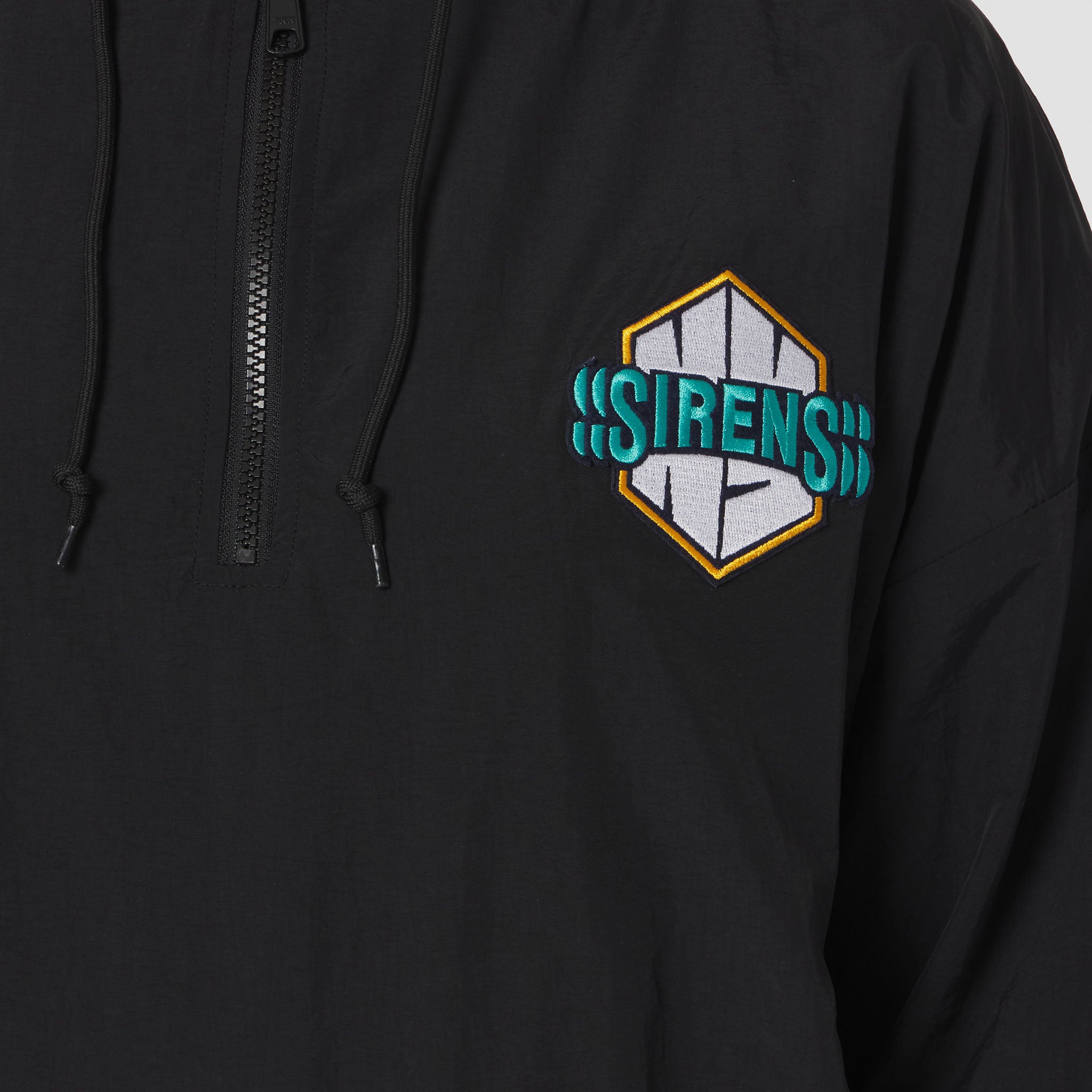 Black hoodie with 'SIRENS' logo on the chest against a gray background