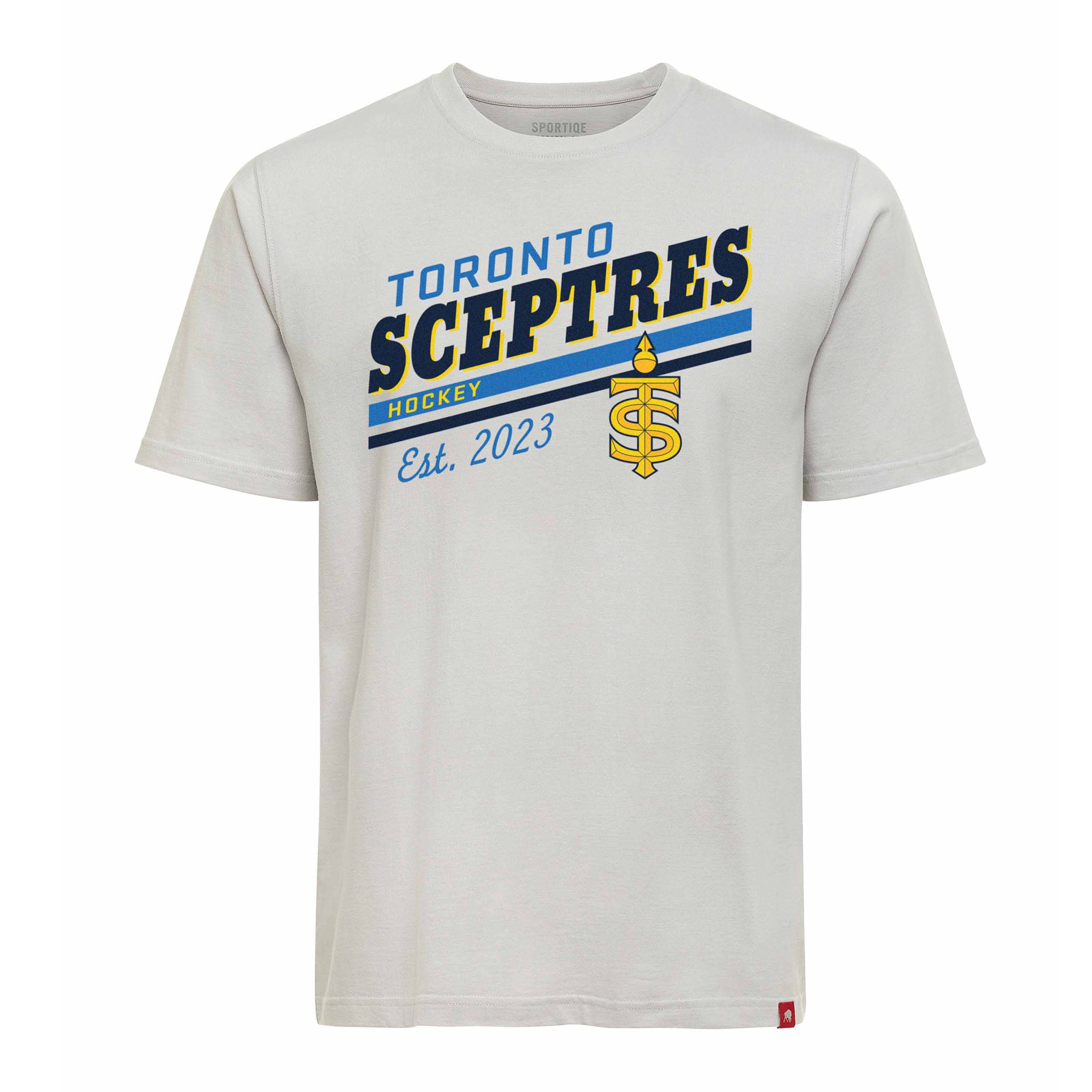 White t-shirt with 'Toronto Sceptres' text and logo on a white background