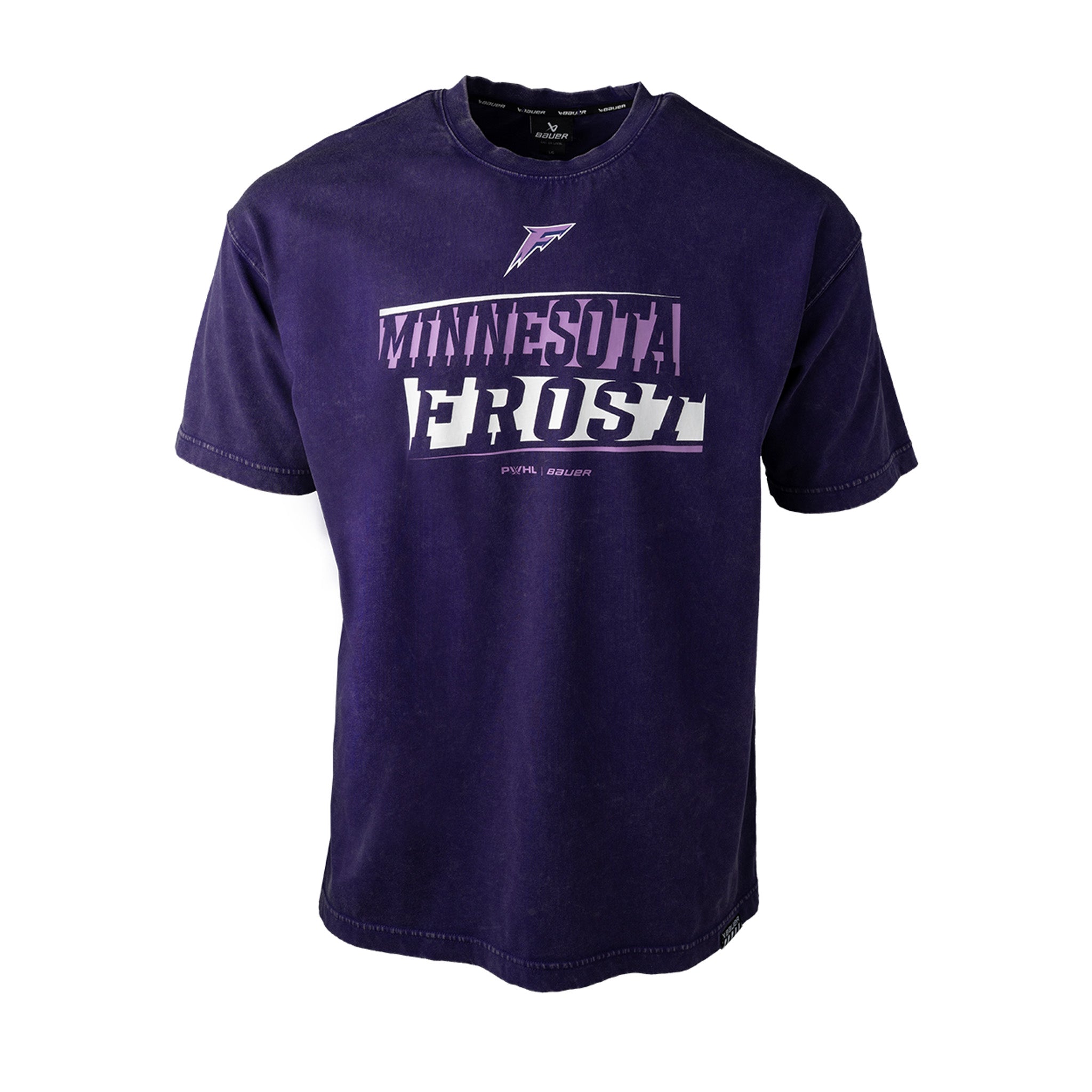 Purple t-shirt with 'Minnesota Rush' text and logo on a white background