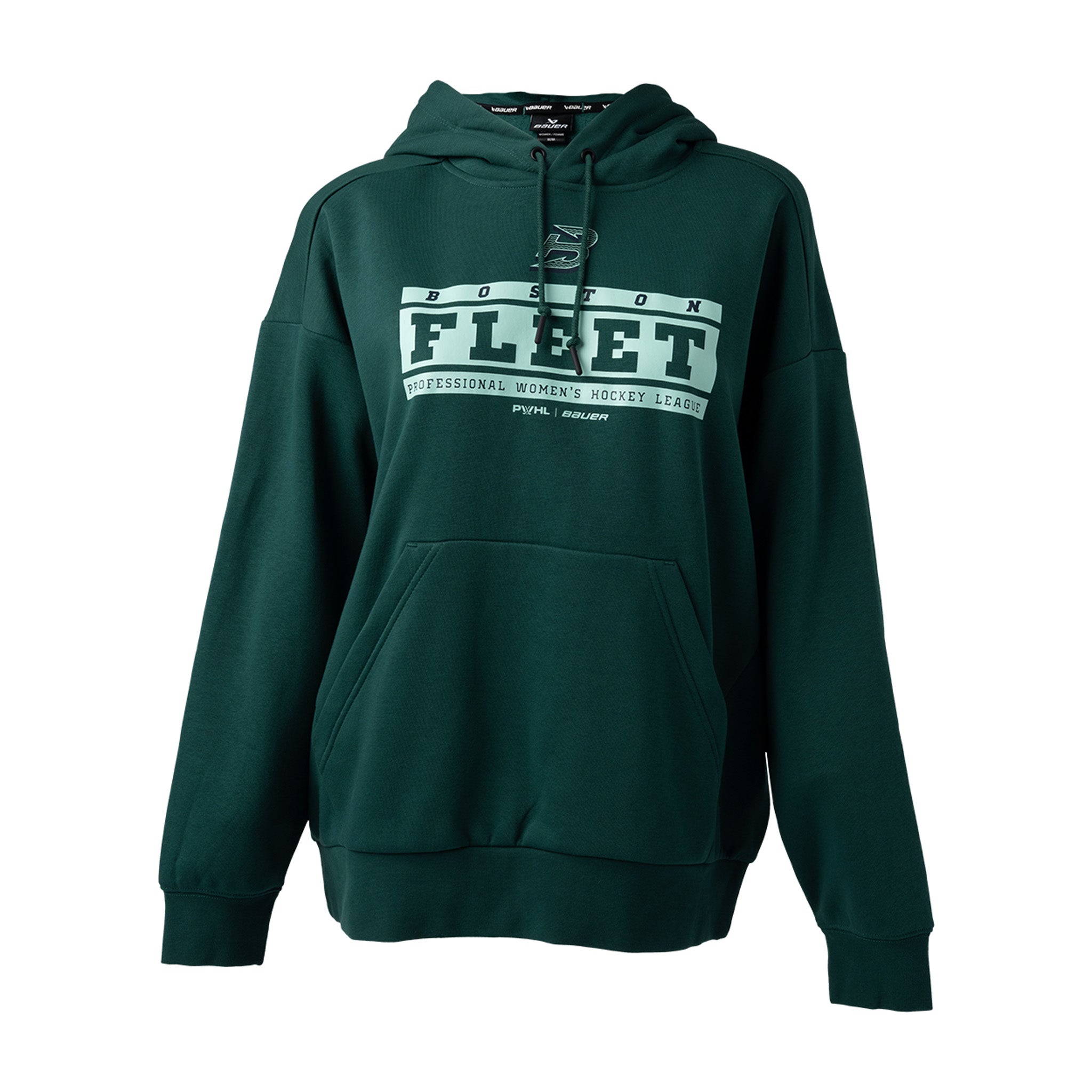 Green hoodie with 'Boston Fleet' text on a white background