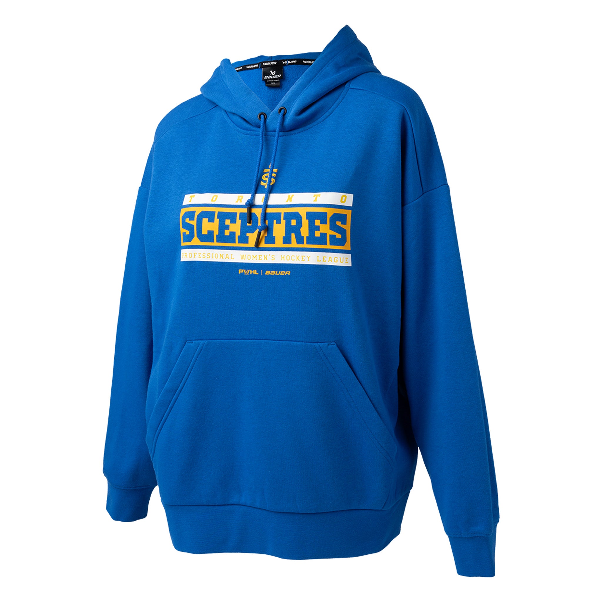 Blue hoodie with 'SCEPTRES' branding on a white background