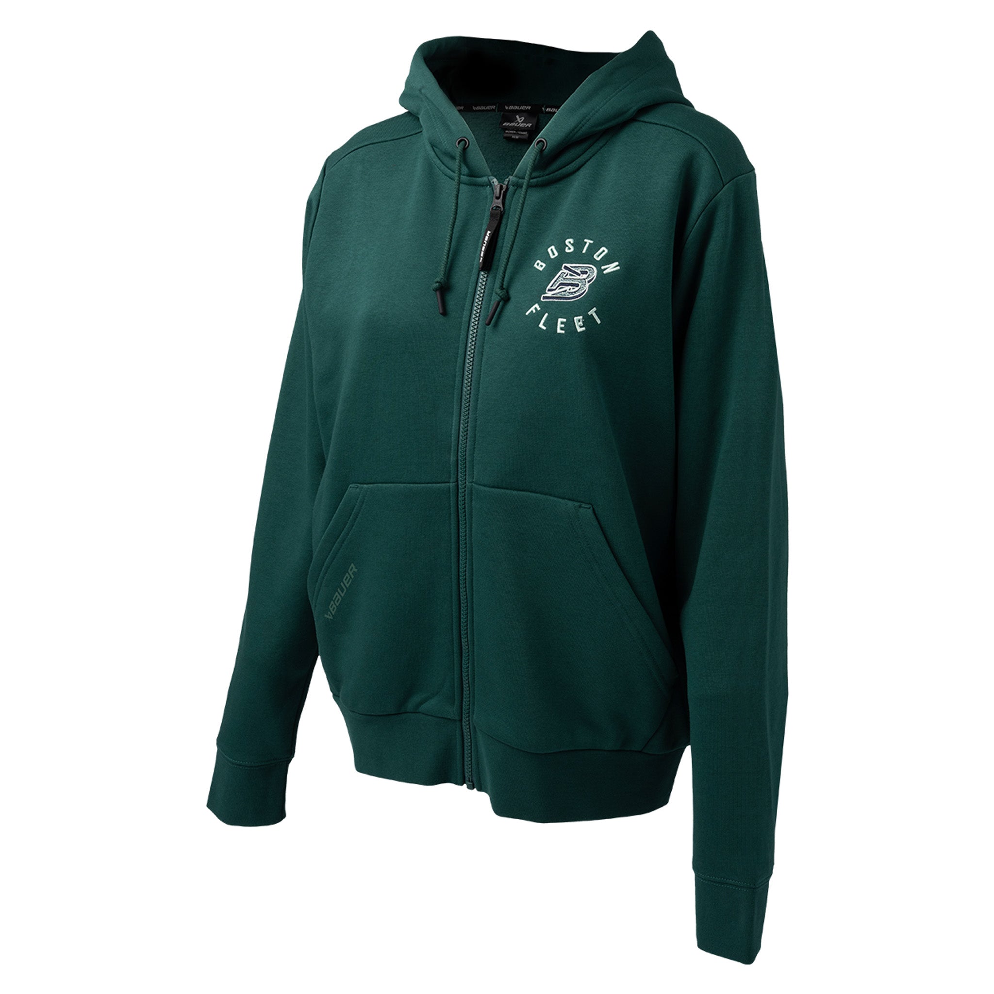 Green hoodie with 'Boston Fleet' logo on a white background