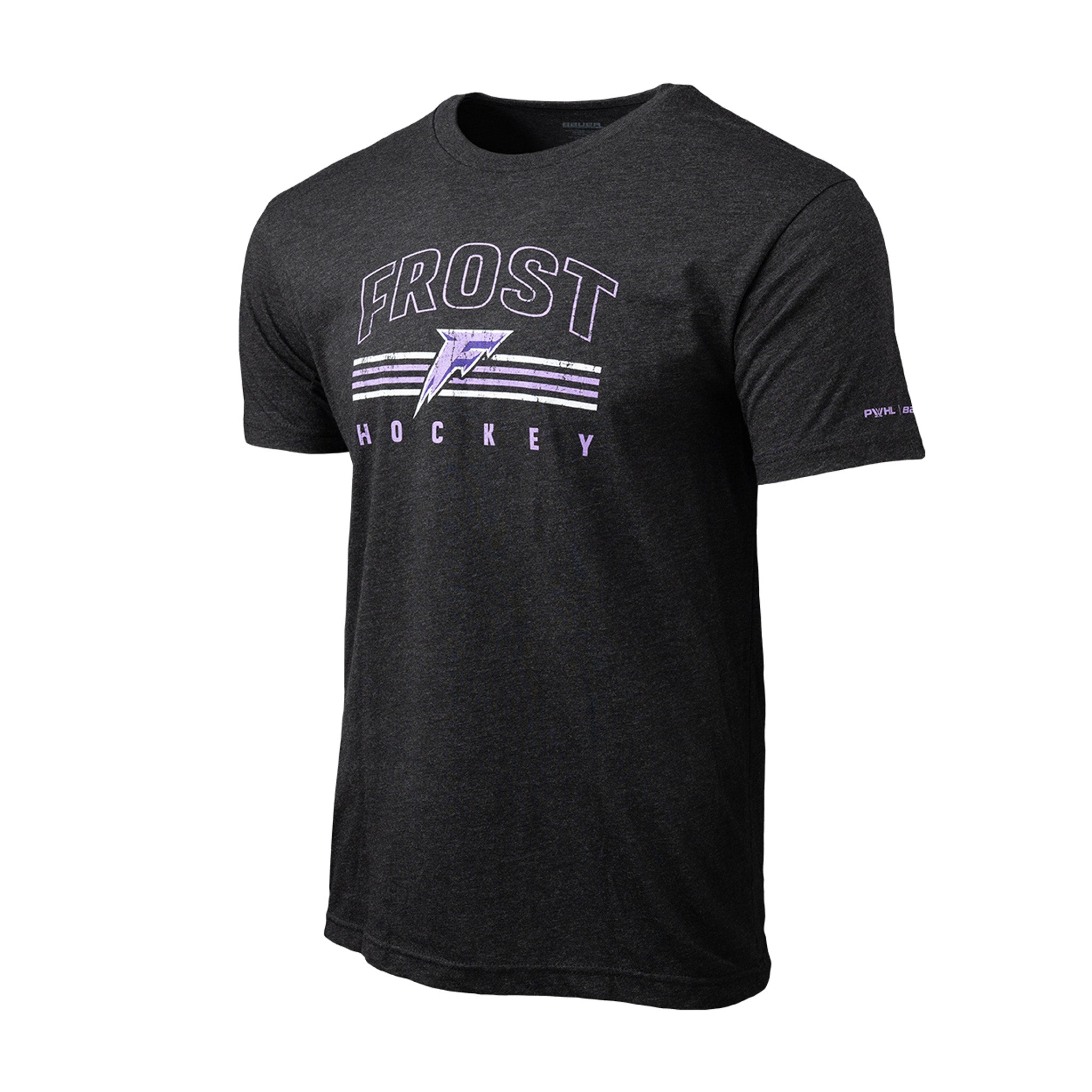 Black t-shirt with 'Frost Hockey' logo on a white background