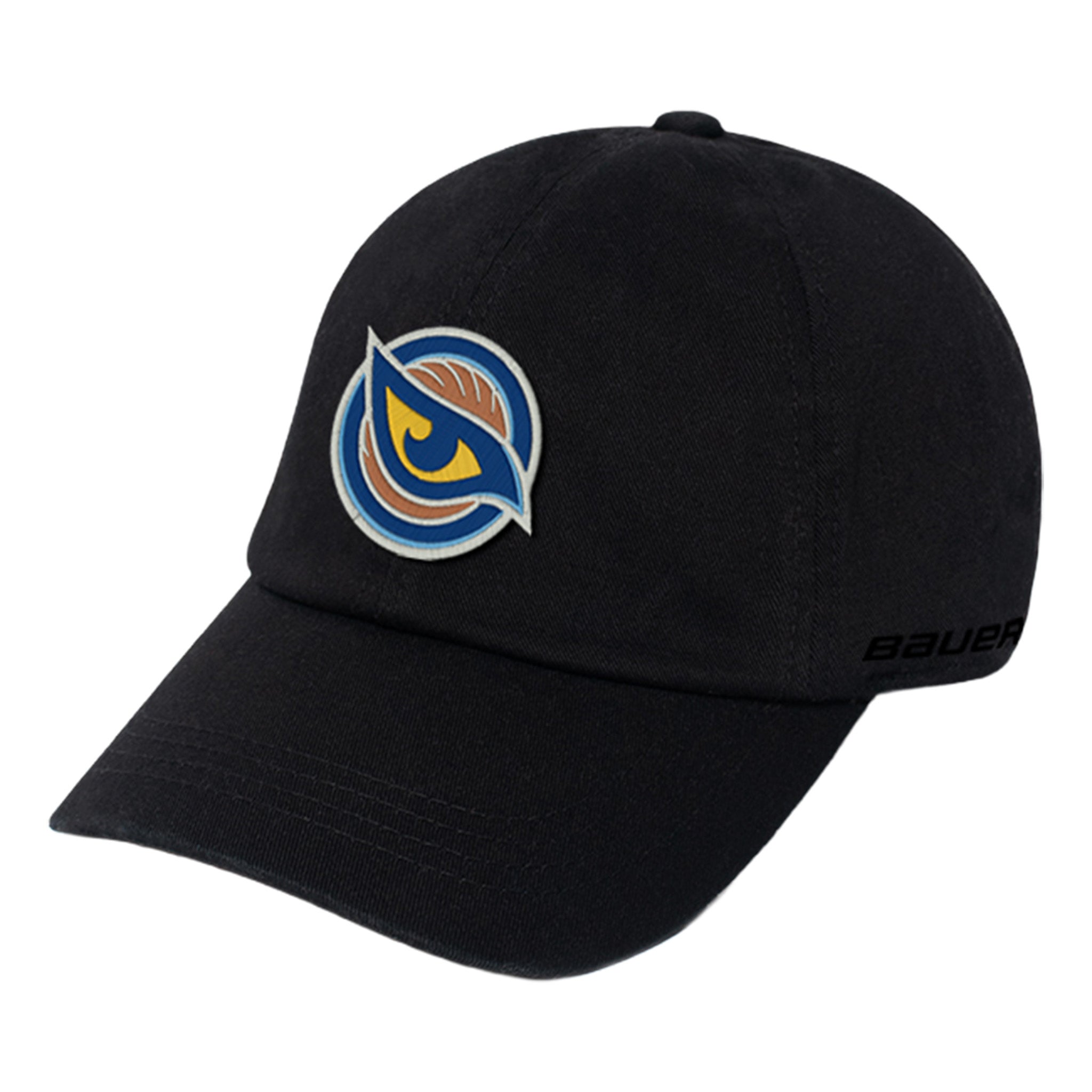 Black cap with the Vancouver Goldeneyes logo on a white background