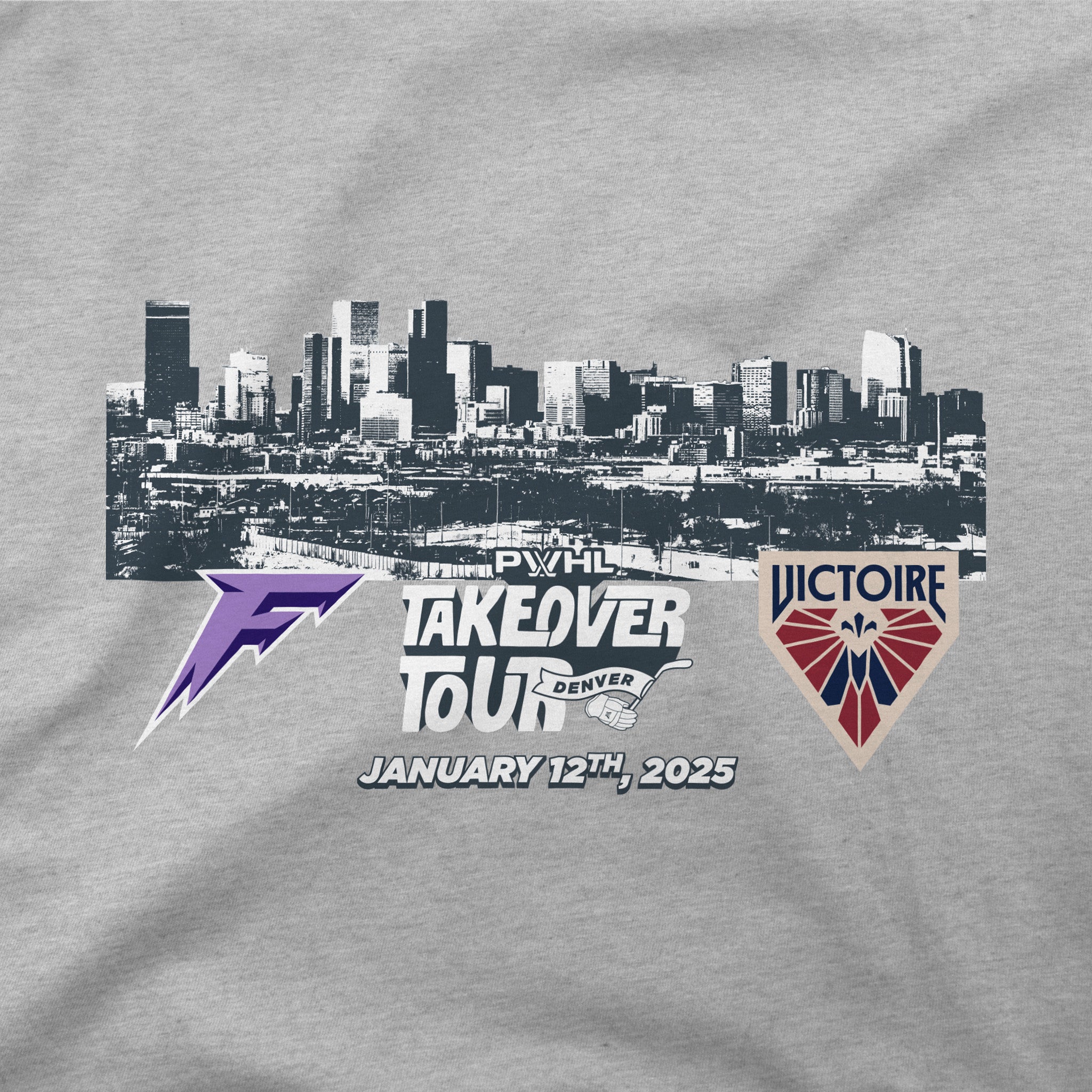 PWHL Adult Stadium Essentials Denver Takeover Tour Skyline Match Up T-Shirt