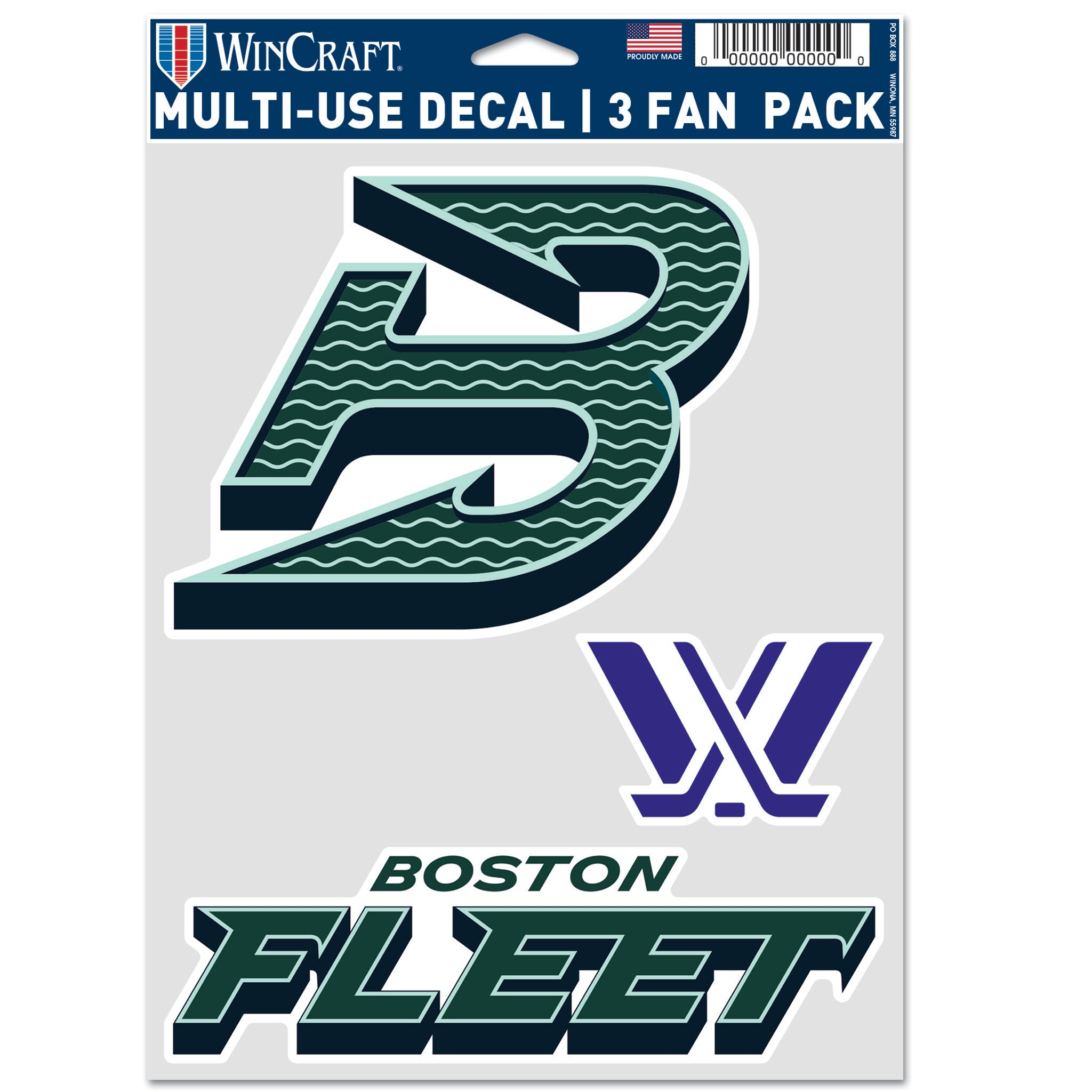 WinCraft multi-use decal with Boston Fleet logo on a white background