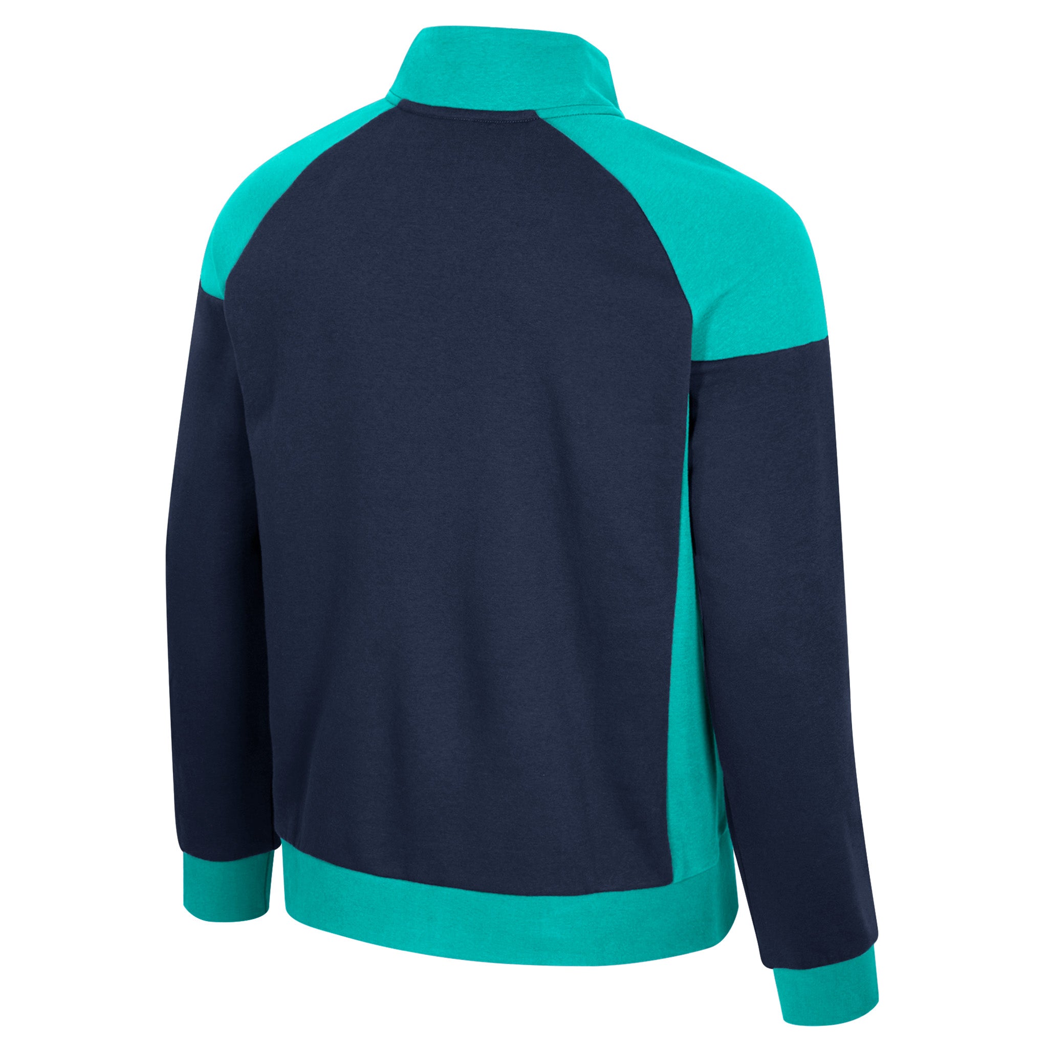 Navy and teal jacket on a white background