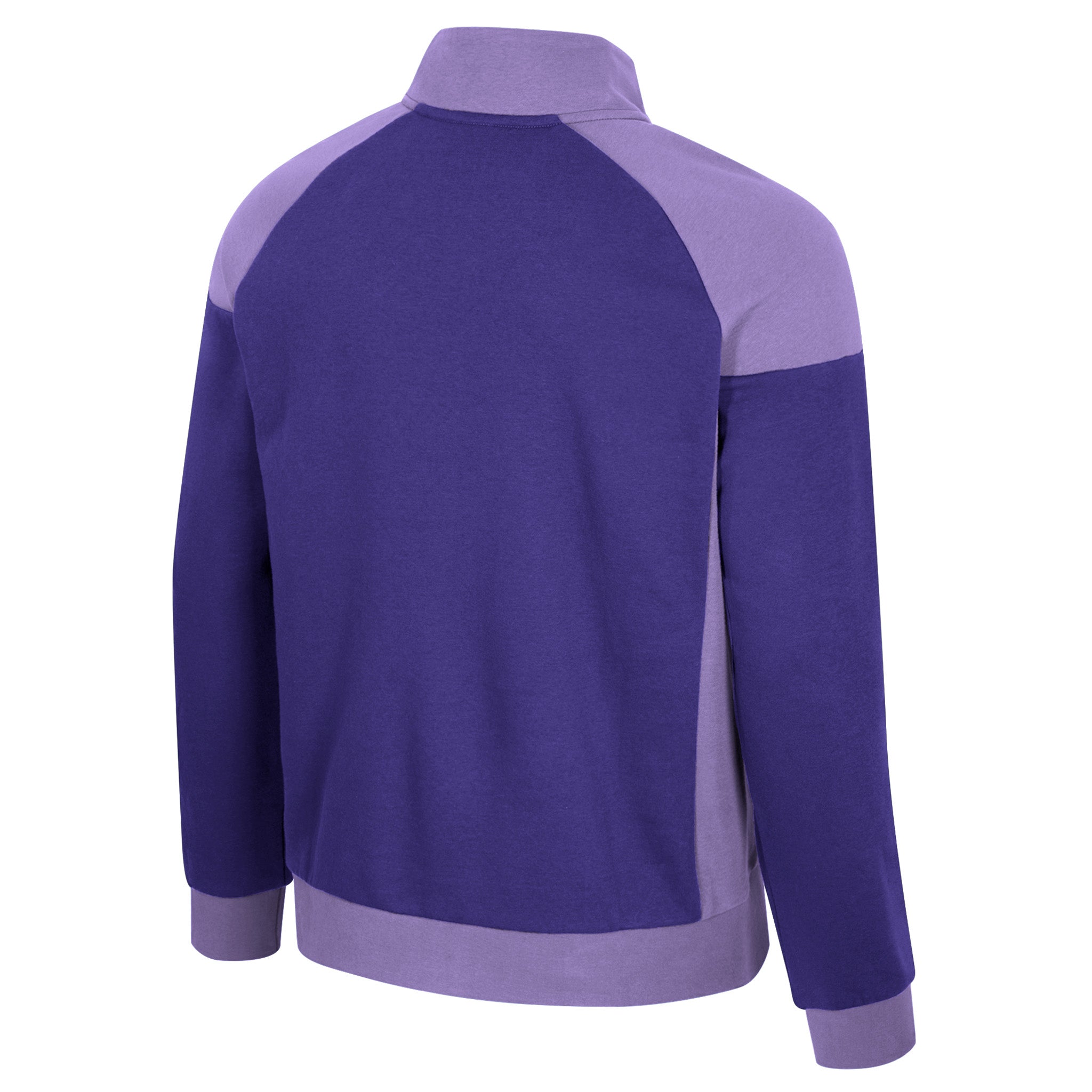 Purple and lavender jacket with a zipper on a white background