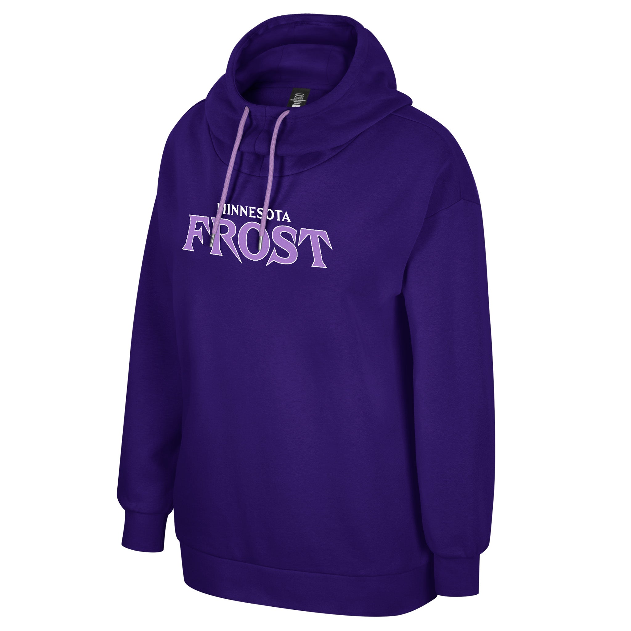 Purple hoodie with 'Minnesota Frost' text on a white background
