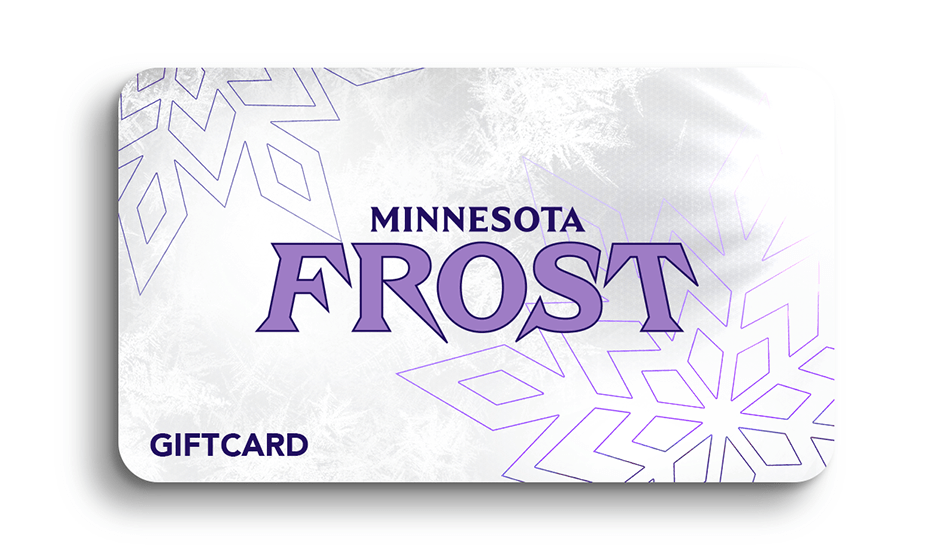 Minnesota Frost gift card with snowflake design on a white background