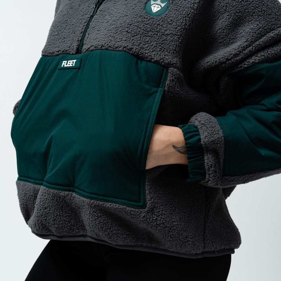 Boston Fleet Adult Royalty Sherpa Half Zip Jacket - Jacket in Green
