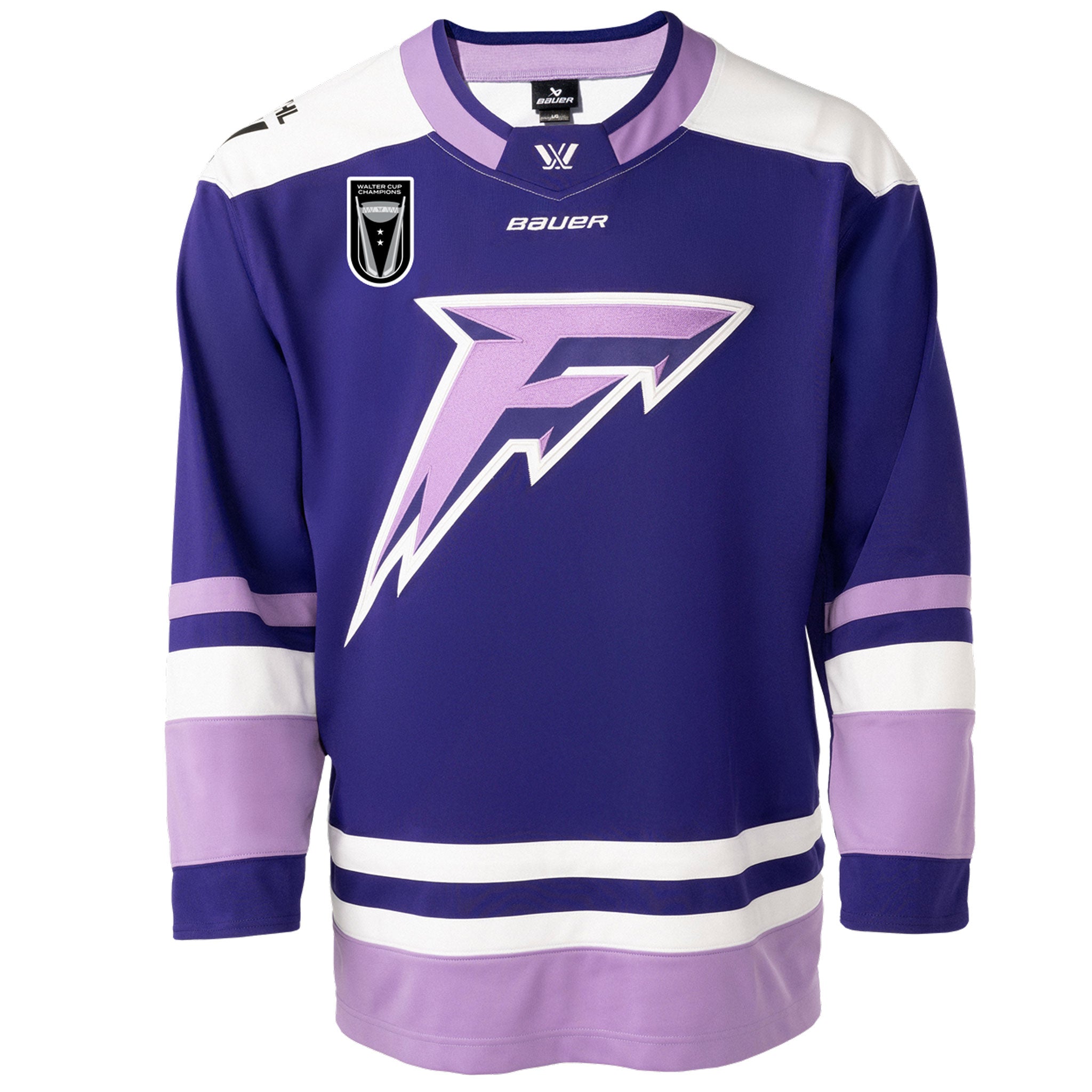 Adult Minnesota Frost 25 Champions Bauer Replica Purple Home Jersey - front