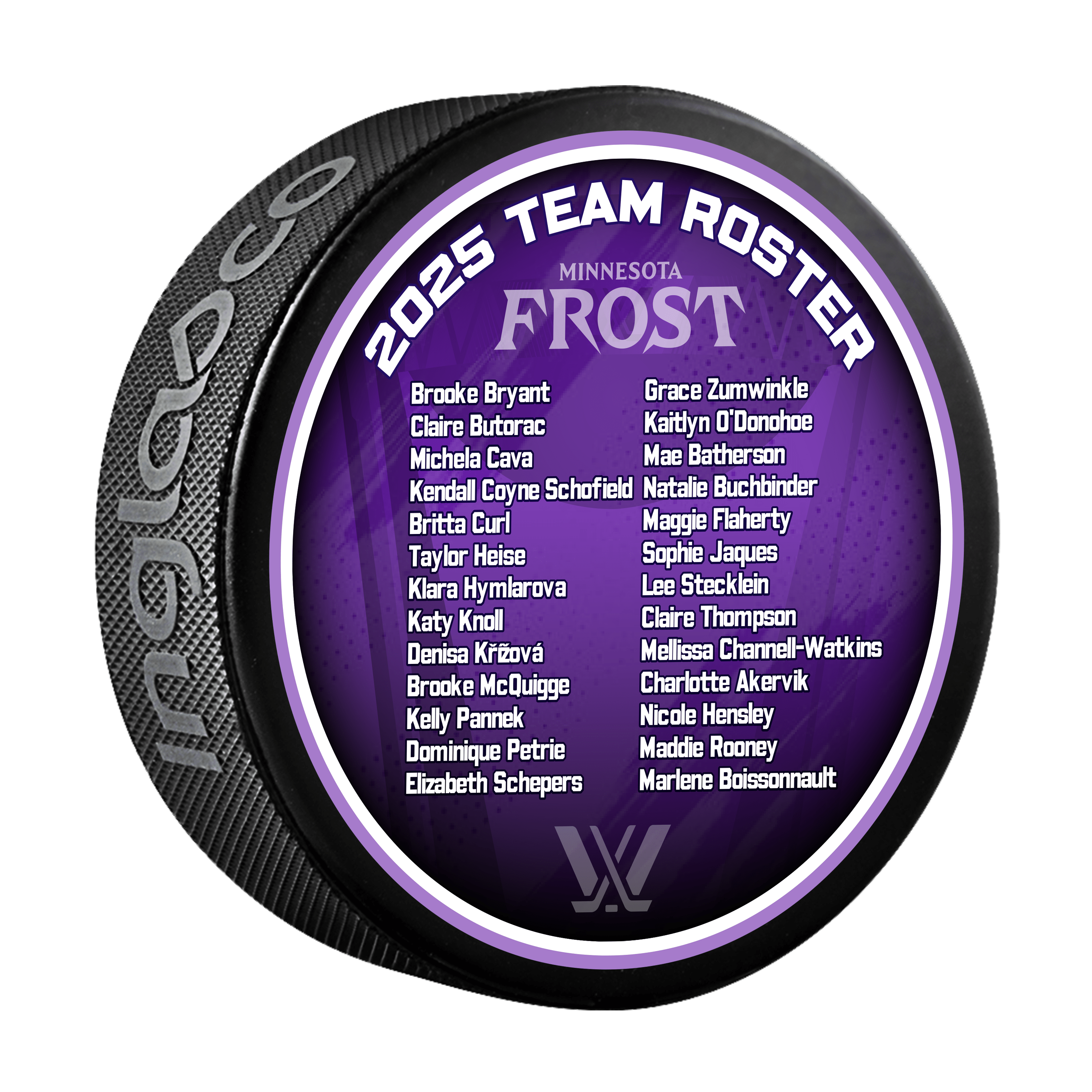 Minnesota Frost Championship 25 Roster Puck - Pucks in Purple