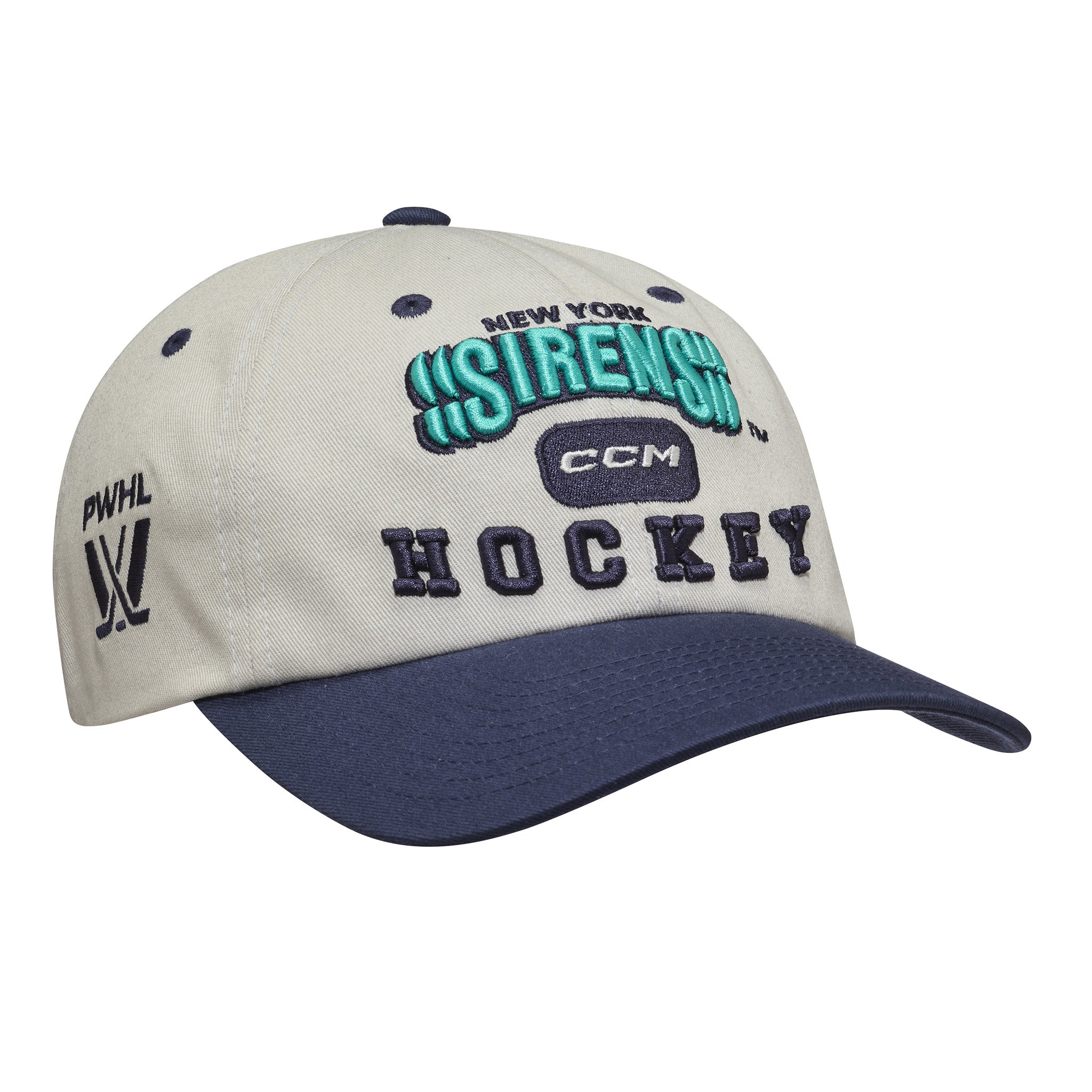 Hockey cap with branding on a white background