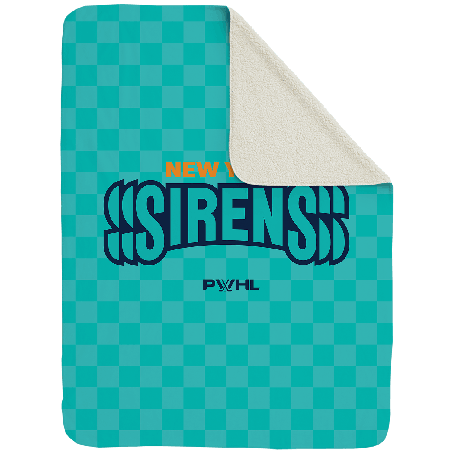 New York Sirens Large Sherpa Fleece Throw Blanket - Blankets in Cream Back