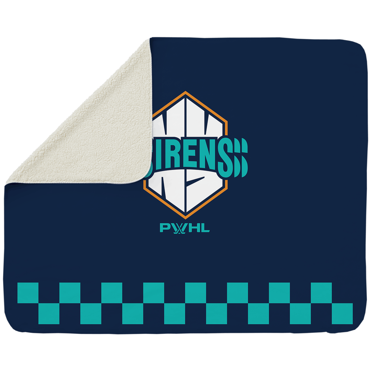 New York Sirens Sherpa Fleece Logo Throw Blanket - Blankets in Cream Back