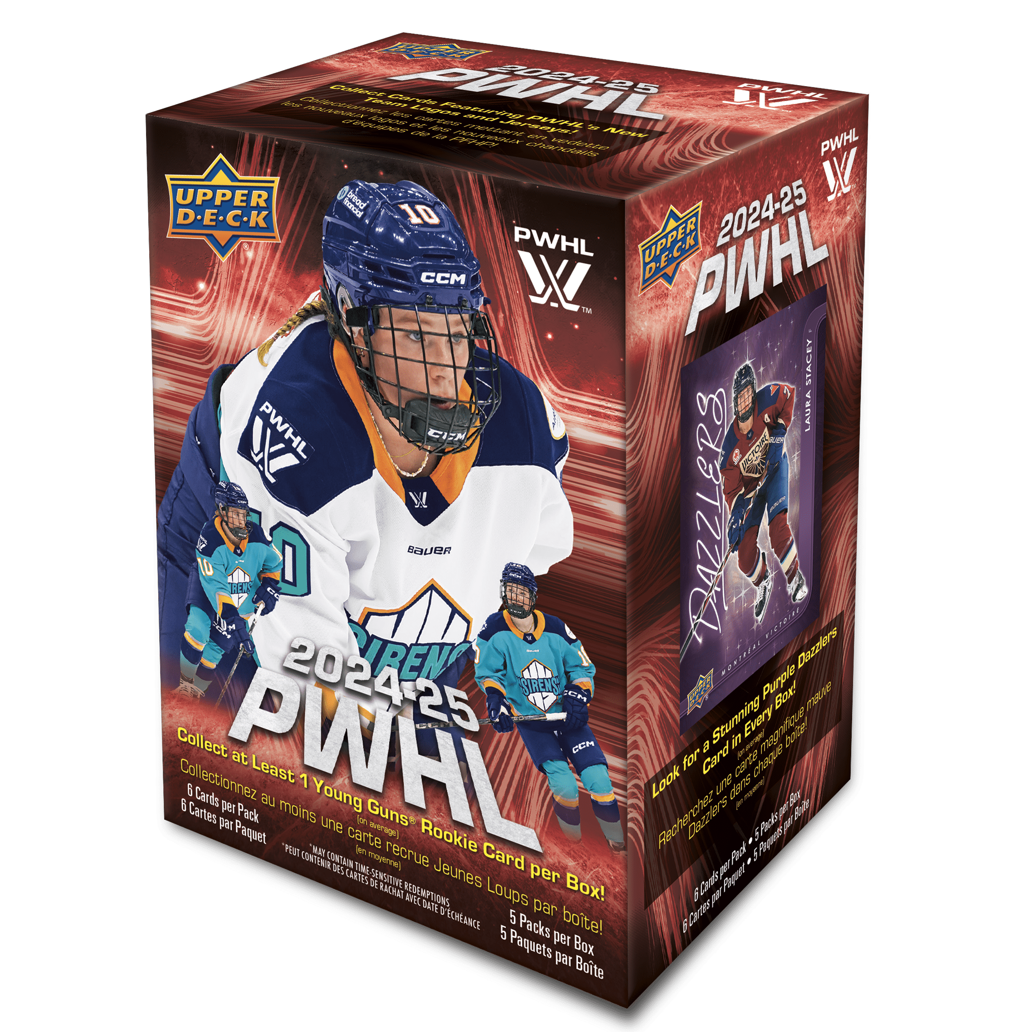 Hockey trading card pack featuring PWHL branding on a white background
