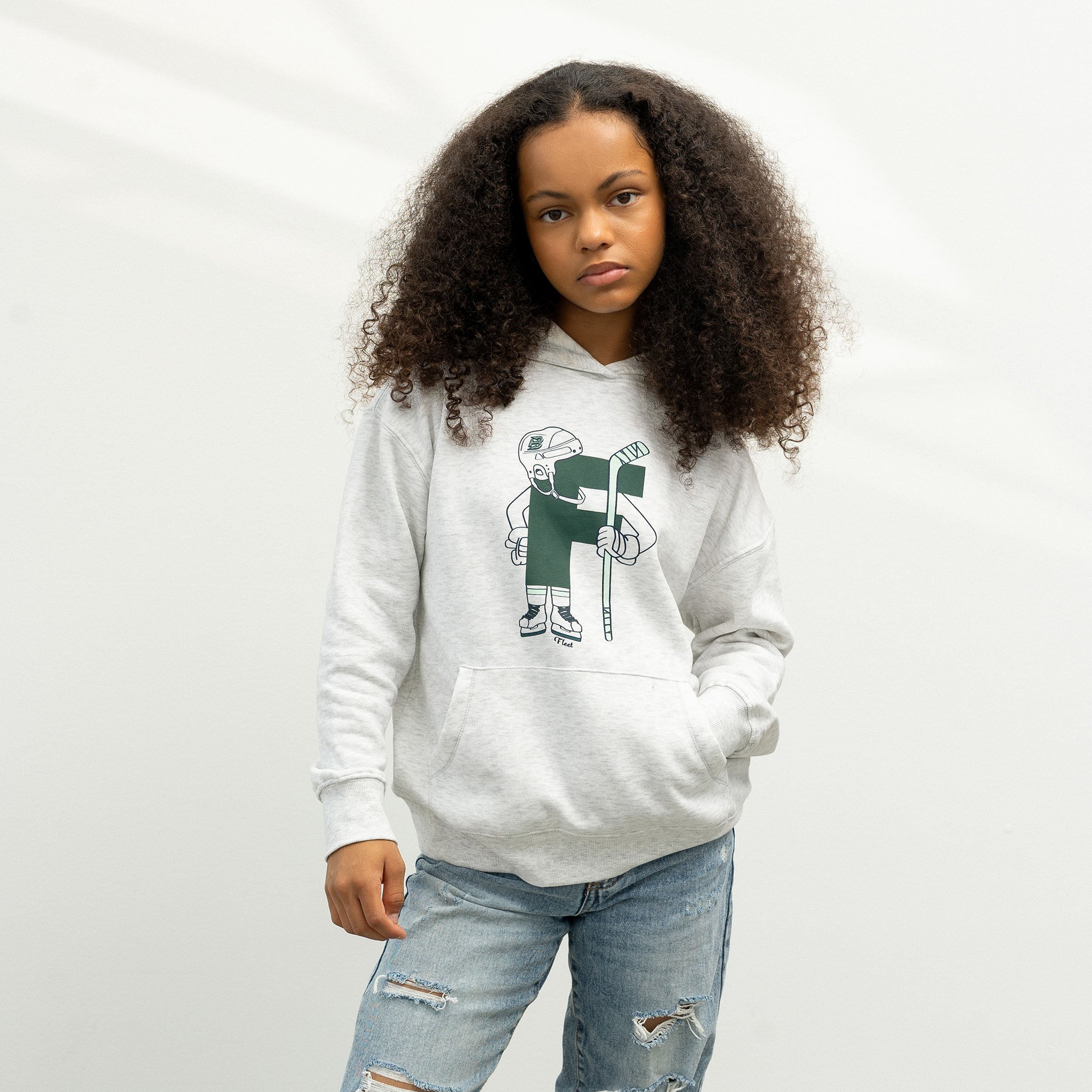 child wearing the Youth Boston Fleet Line Change Graphic Hoodie
