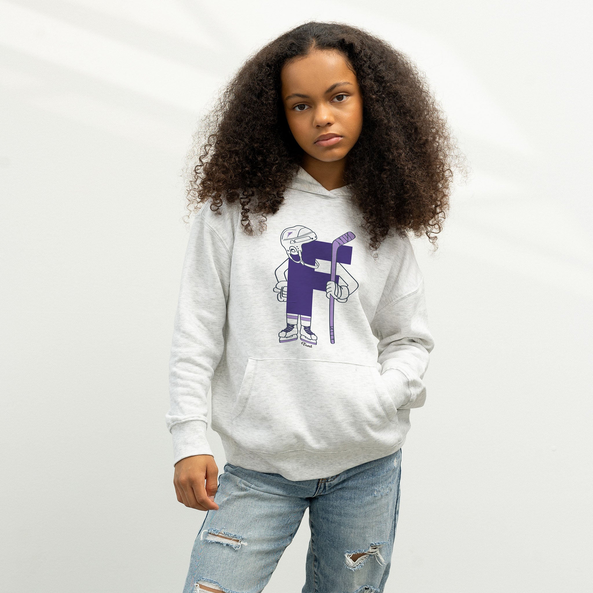 child wearing the Youth Minnesota Frost Line Change Graphic Hoodie