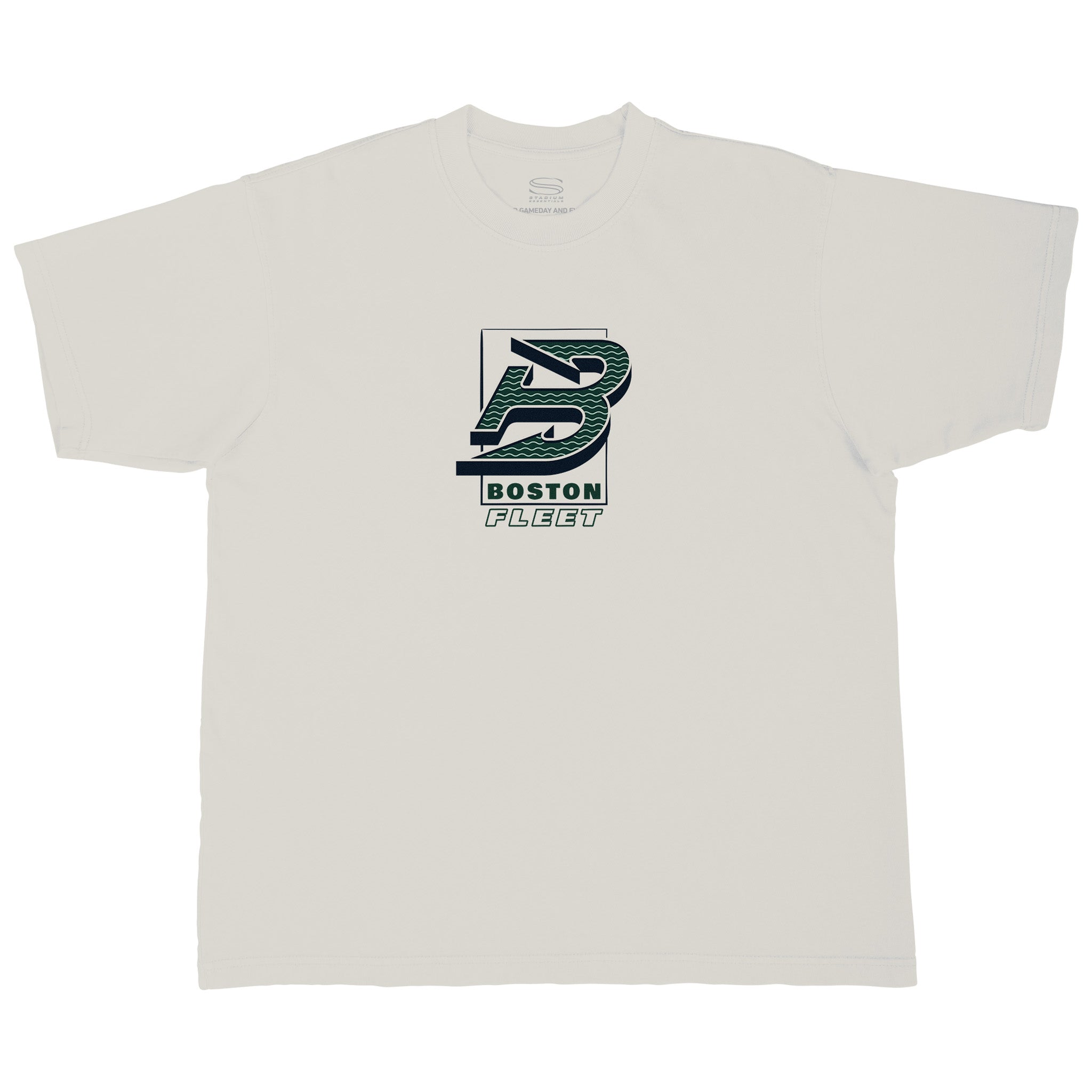 White t-shirt with Boston Fleet logo on a white background