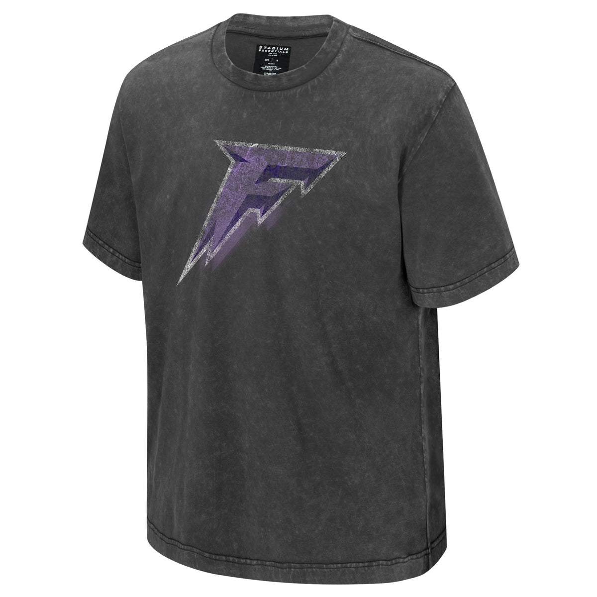 The front of a dark gray was short sleeve shirt with the Minnesota Frost logo in the center.