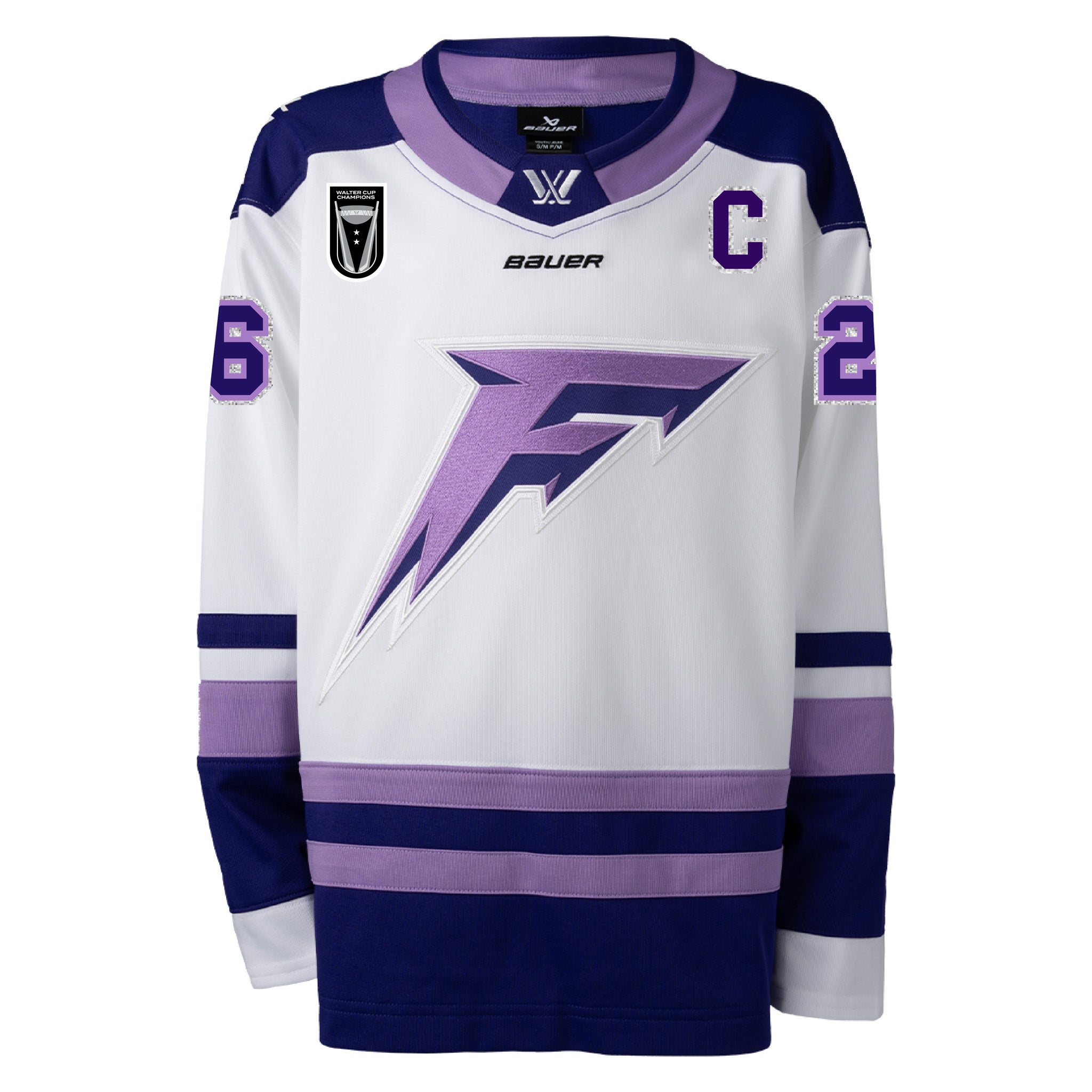 Adult Minnesota Frost Kendall Coyne 2025 Champions Bauer Replica Away Jersey in white front
