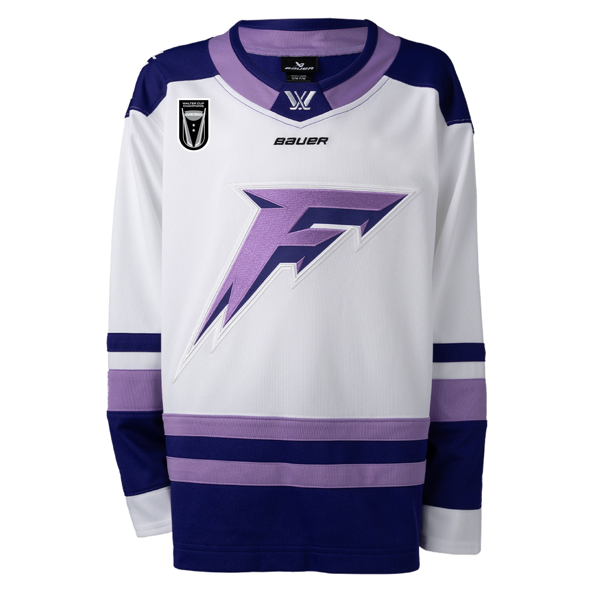 Adult Minnesota Frost 2025 Champions Bauer Replica Away Jersey in white front