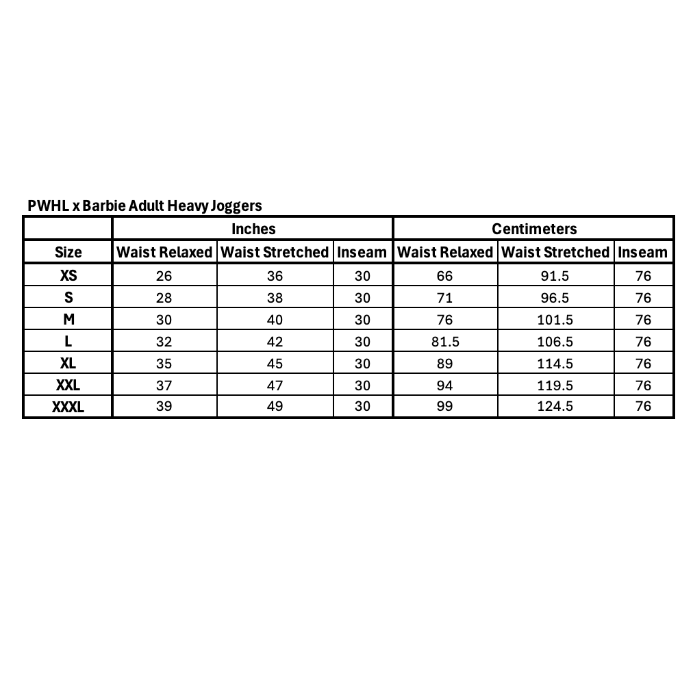 PWHL x Barbie by Peace Collective Adult Heavy Joggers - Pants in XS