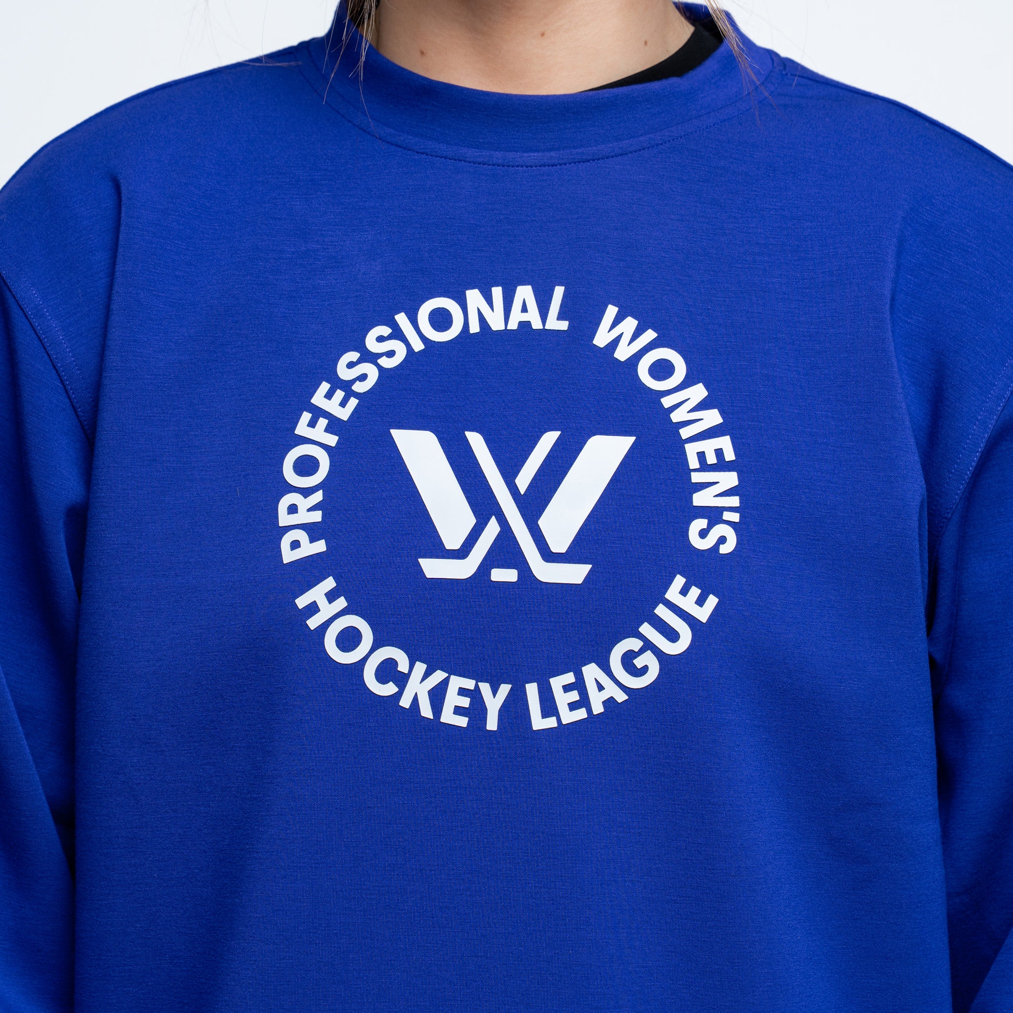purple sweatshirt with 'Professional Women's Hockey League' logo on a white background