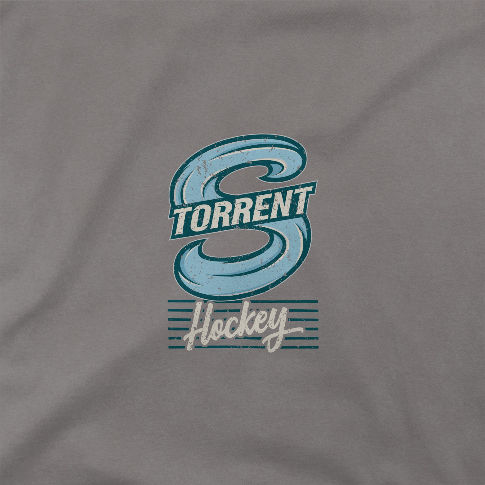 Close up of the graphic on the front of the Adult Seattle Torrent Stadium Essentials Laylow Vintage T-Shirt