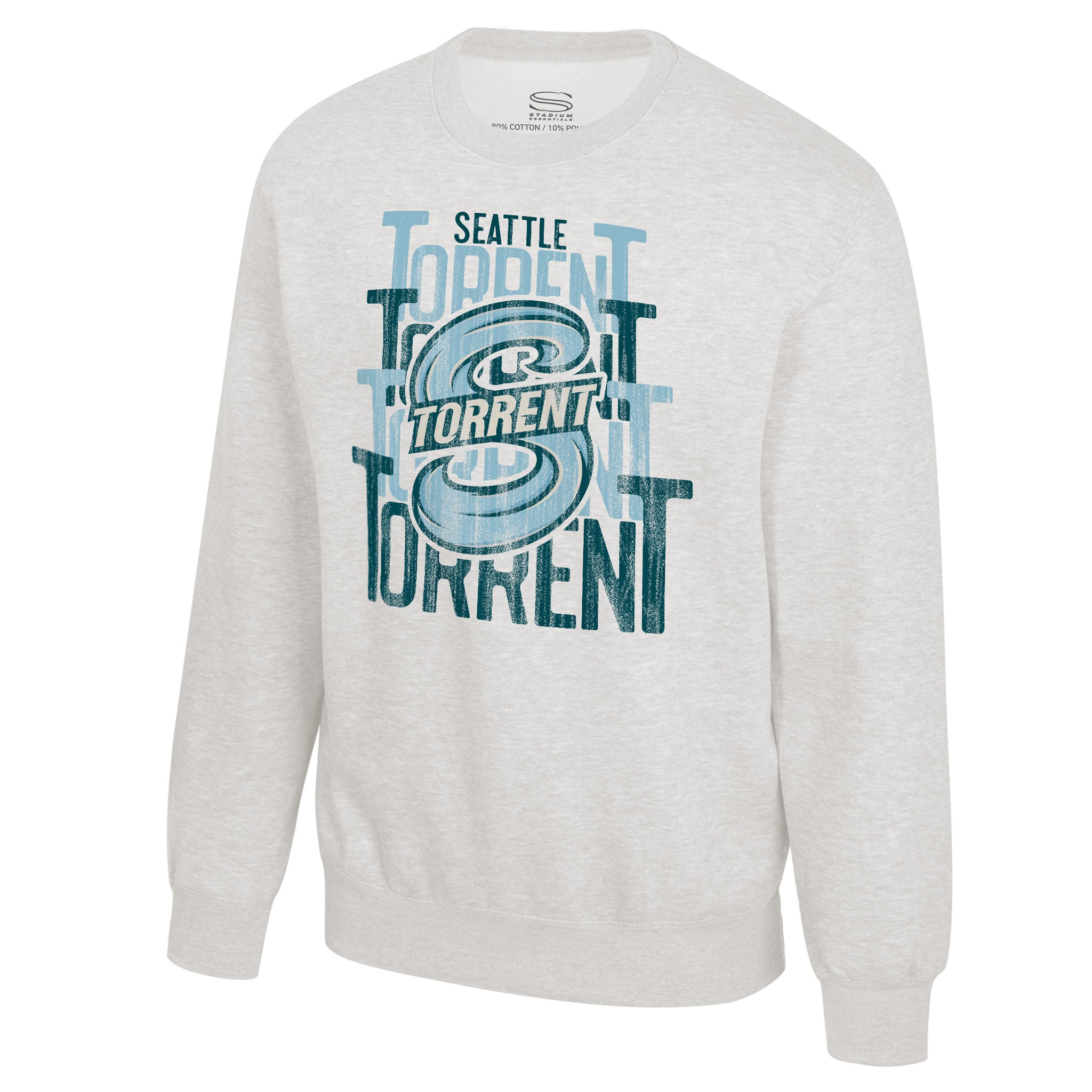 Front of the Adult Seattle Torrent Stadium Essentials Dedication Crewneck Sweater