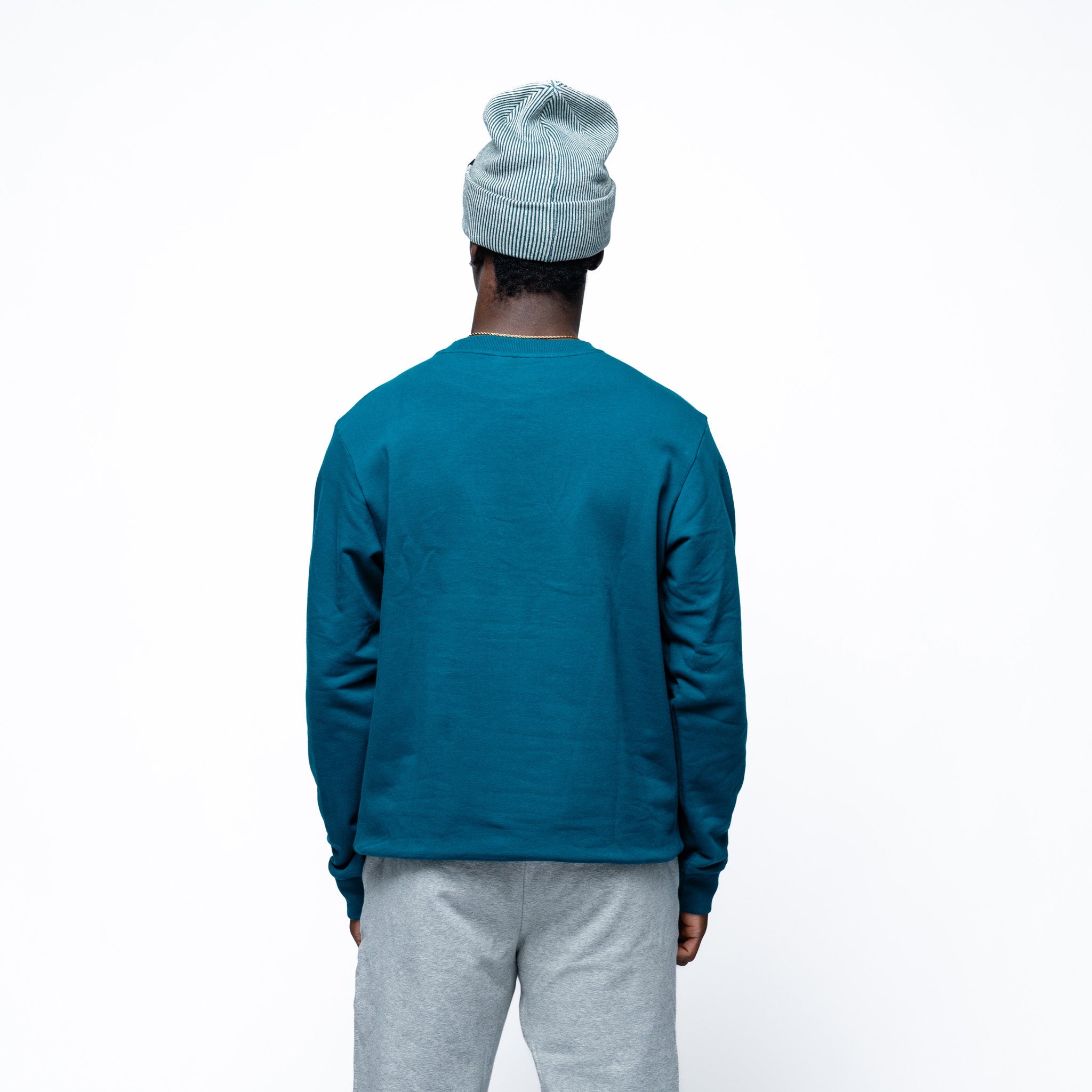 Man wearing green Adult Seattle Torrent Royalty Everyday Cloud Crew back angle