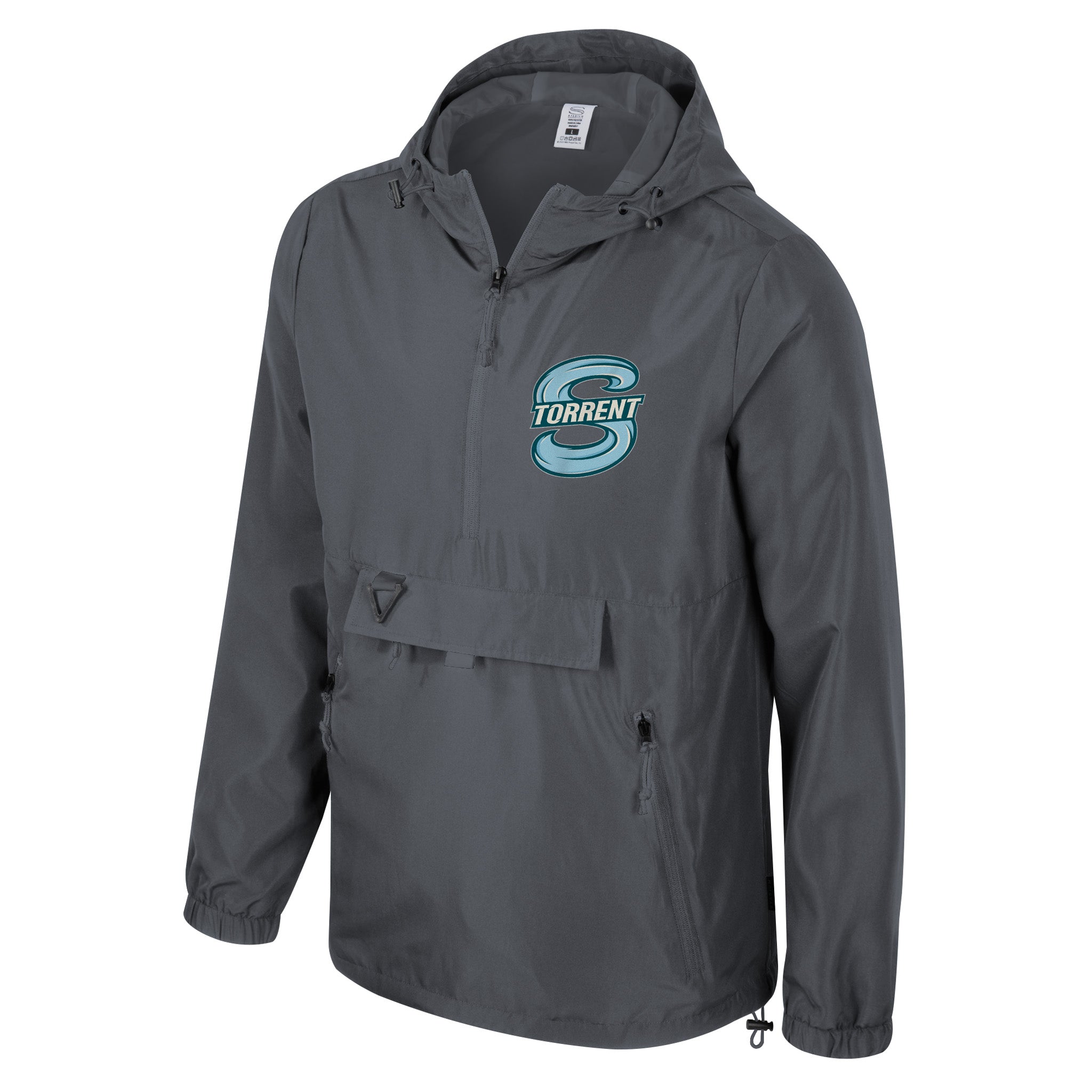 Front of the charcoal Adult Seattle Torrent Stadium Essentials Compete 1/4 Zip Jacket