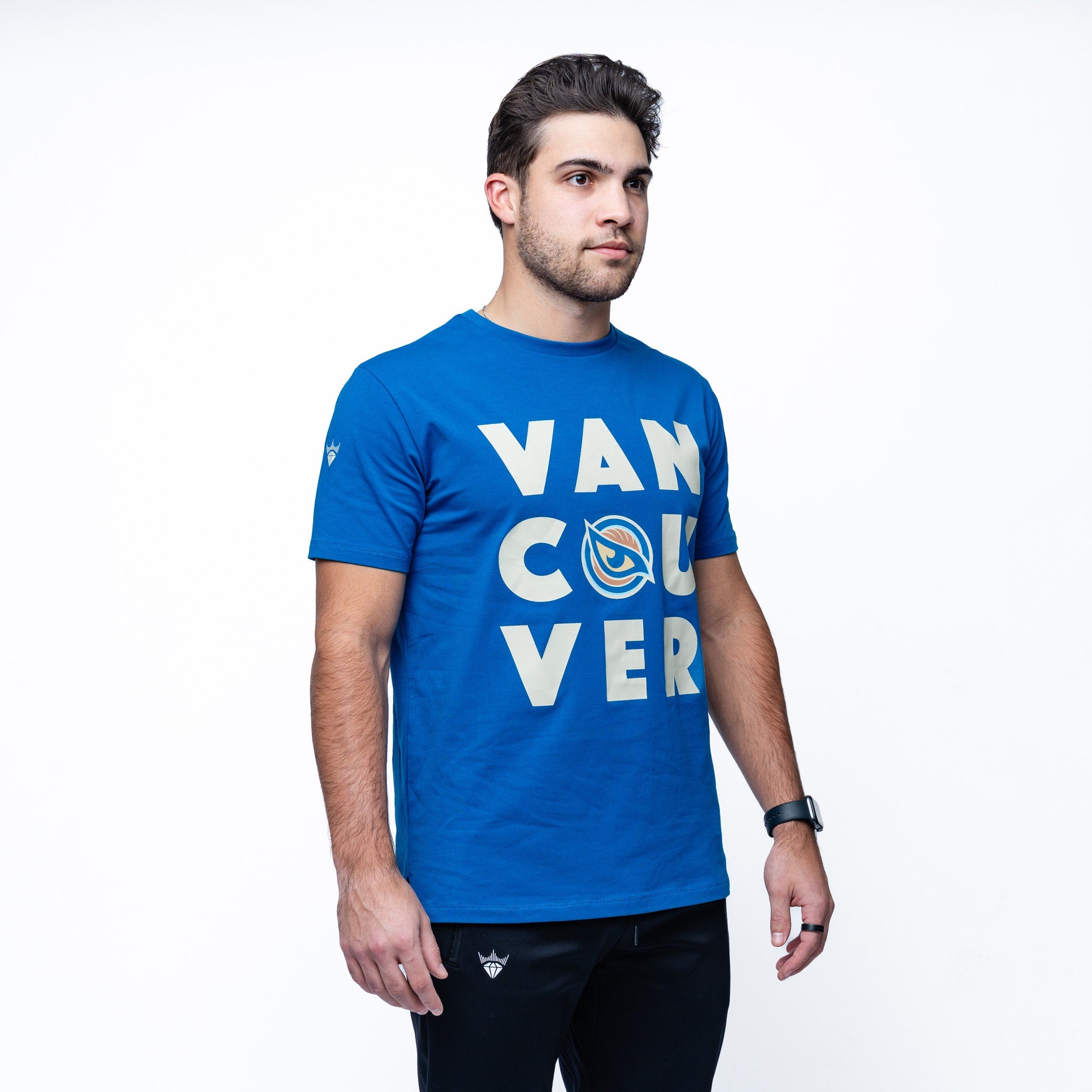 Person wearing blue Adult Vancouver Goldeneyes Royalty Hometown Sideline T-Shirt