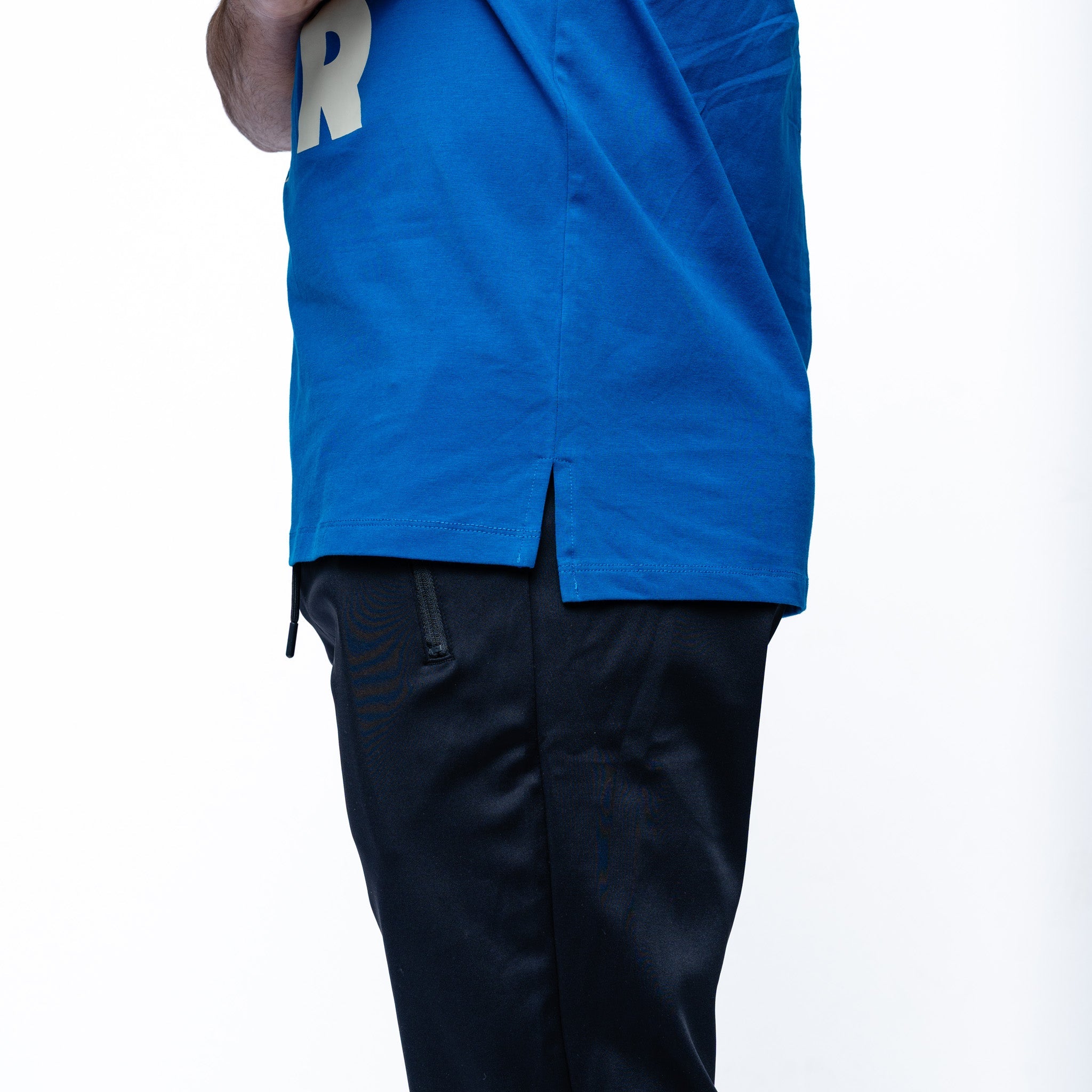 Close up of side of blue Adult Vancouver Goldeneyes Royalty Hometown Sideline T-Shirt