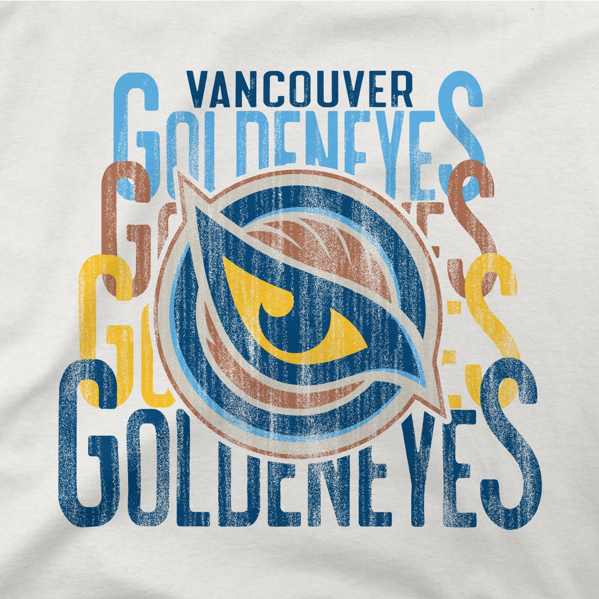 Vancouver Goldeneyes graphic on the Adult Vancouver Goldeneyes Stadium Essentials Dedication Crewneck Sweater