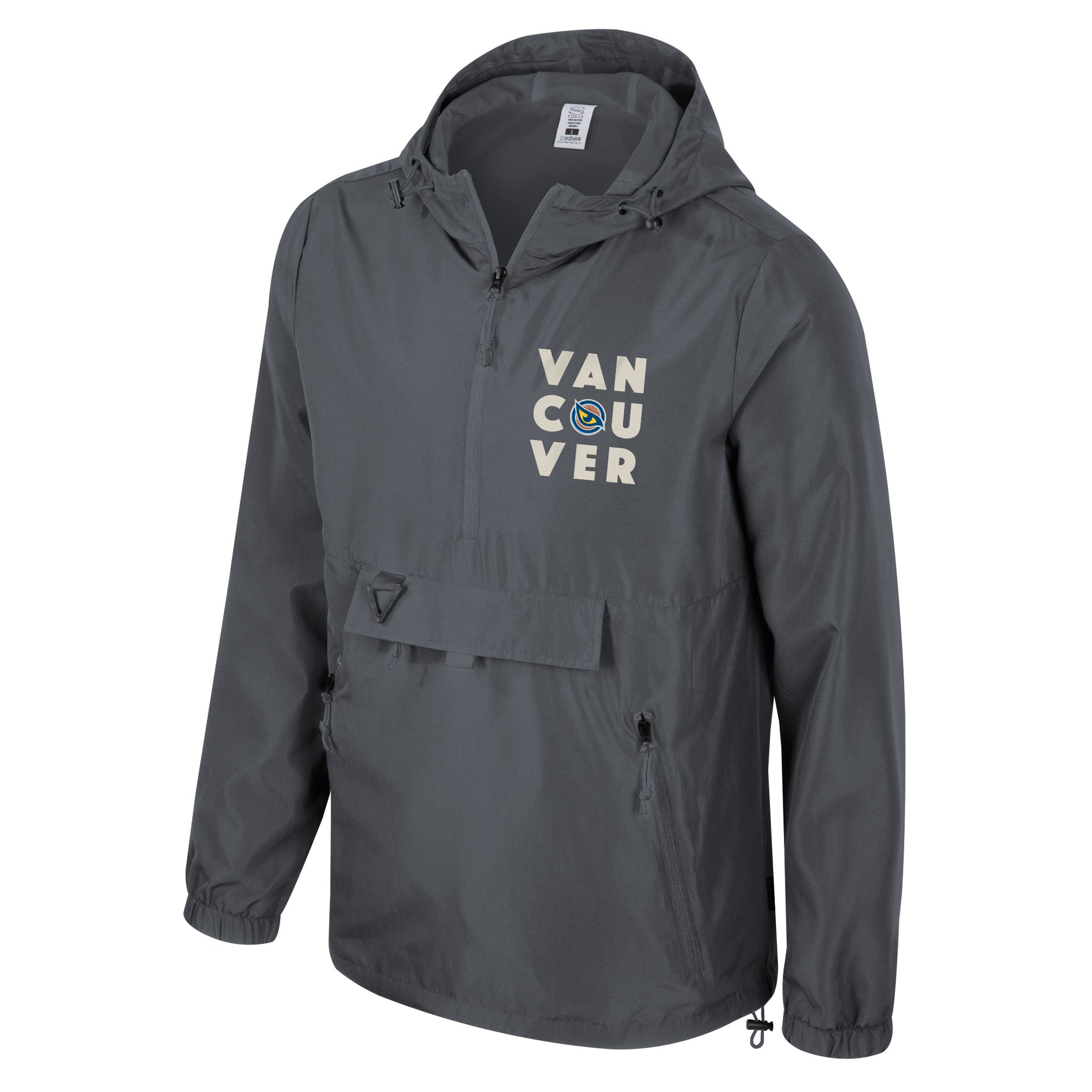 Front of the charcoal Adult Vancouver Goldeneyes Stadium Essentials Compete 1/4 Zip Jacket
