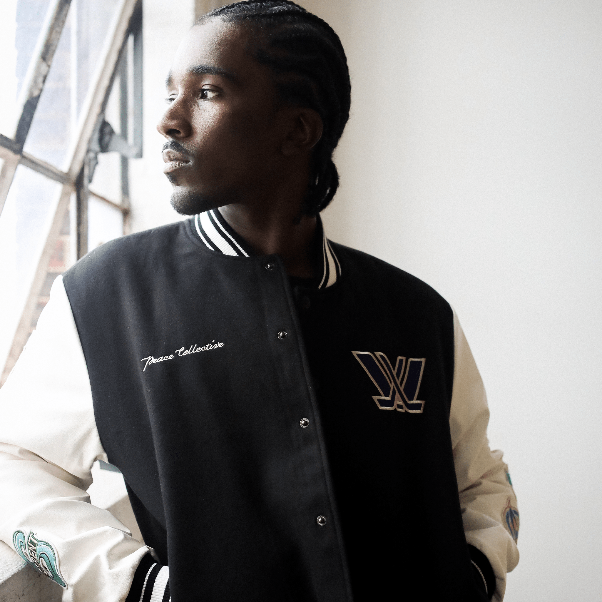 Adult PWHL Peace Collective Ice Time Earned Letterman Jacket - Jacket in Black