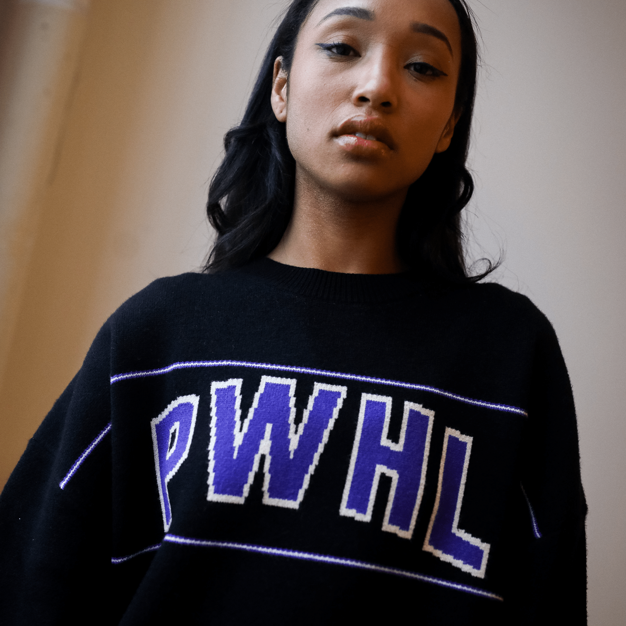 Adult PWHL Peace Collective Heavyweight Knit Sweater - Sweater in Black