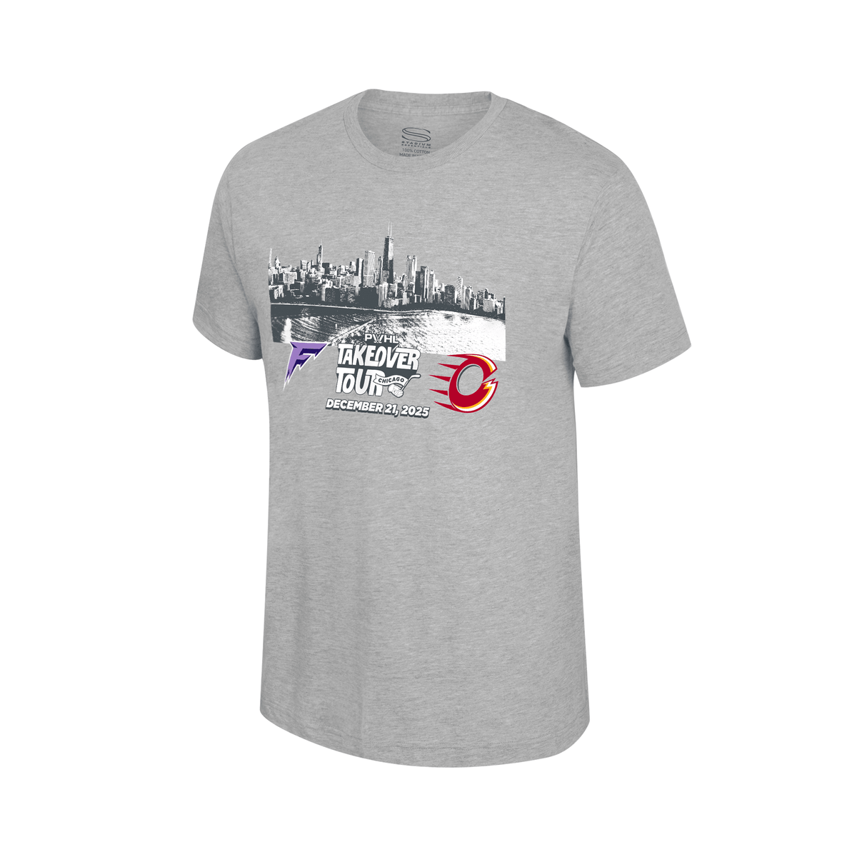 PWHL Adult Stadium Essentials Chicago Takeover Tour Skyline Match Up T-Shirt - T-shirt in S