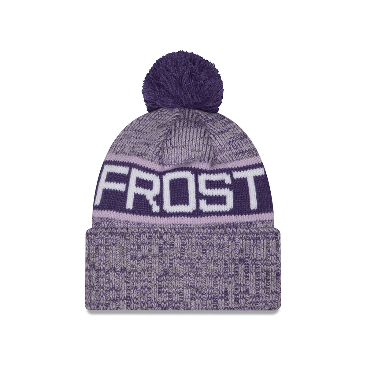 Adult Minnesota Frost New Era Knit Tri Color Pom Beanie back view