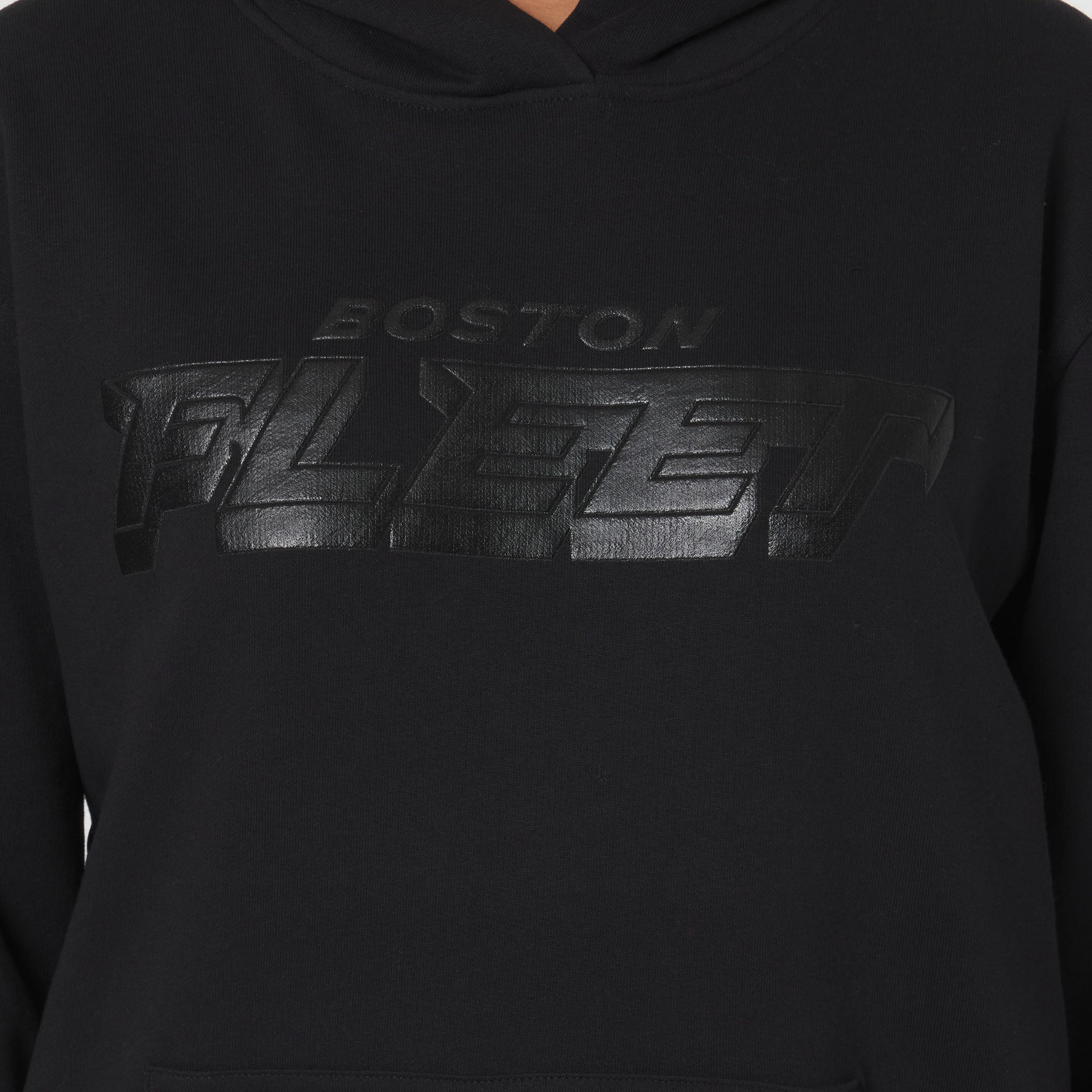 Black hoodie with 'Boston Police' text on a white background